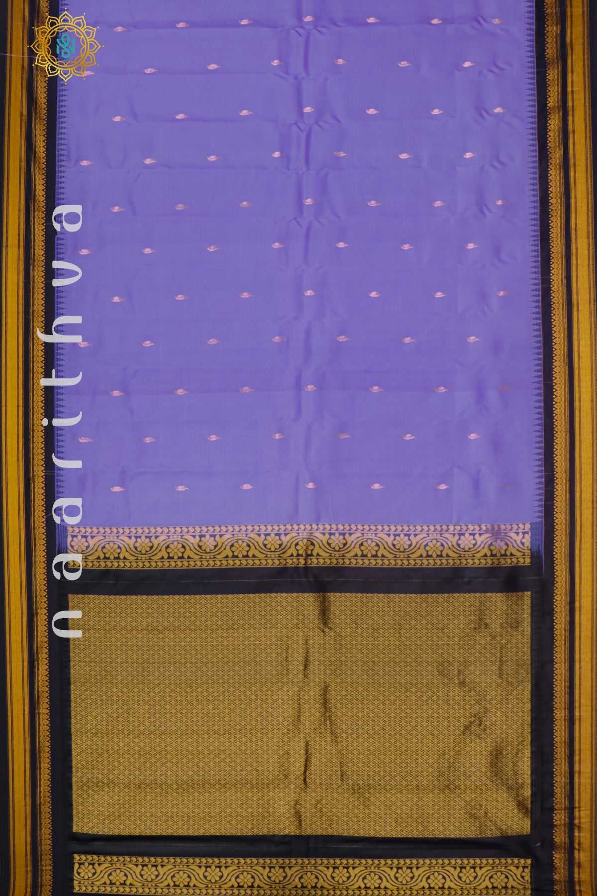 LAVENDER WITH BLACK - PURE GADWAL SILK