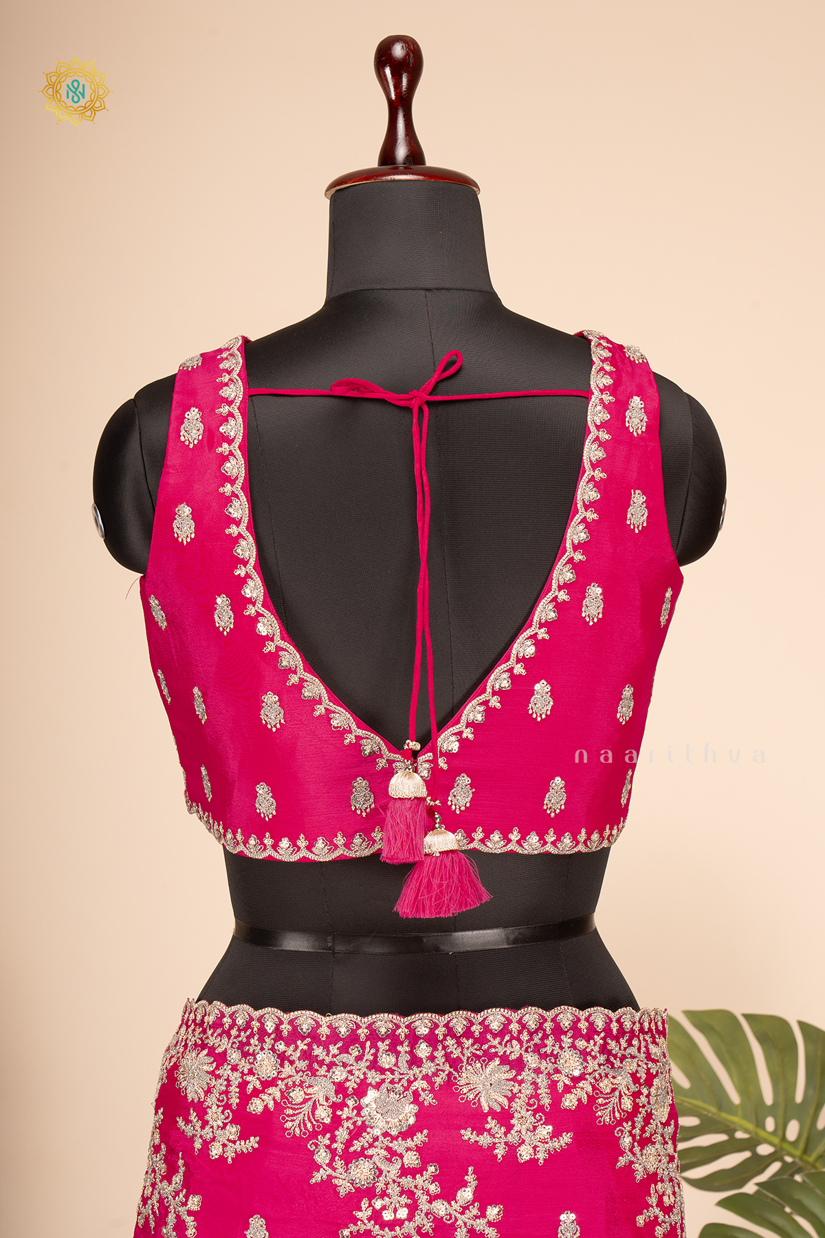 Pink Chinnon Designer Wear Saree with Readymade Blouse