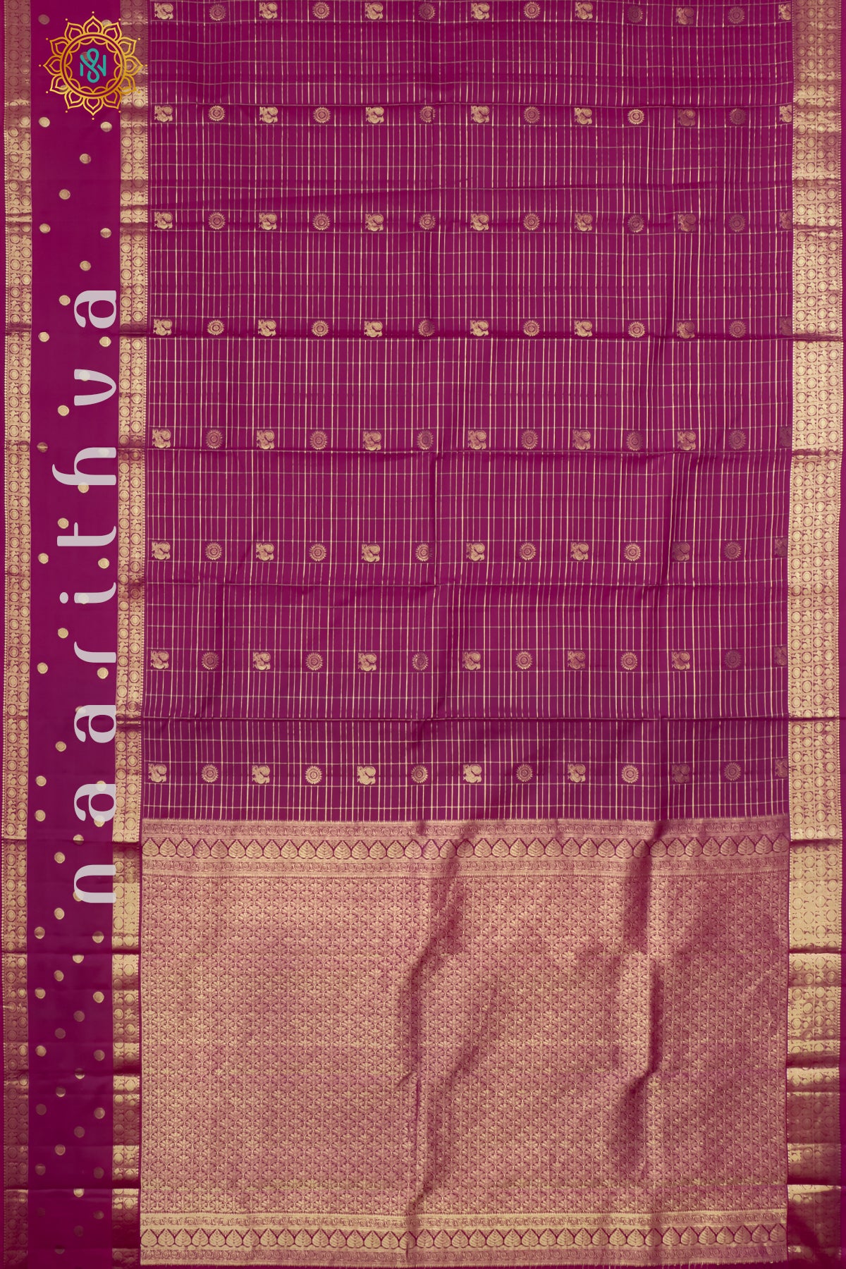 RANI PINK WITH LIGHT BLUE - PURE KANJIVARAM SILK