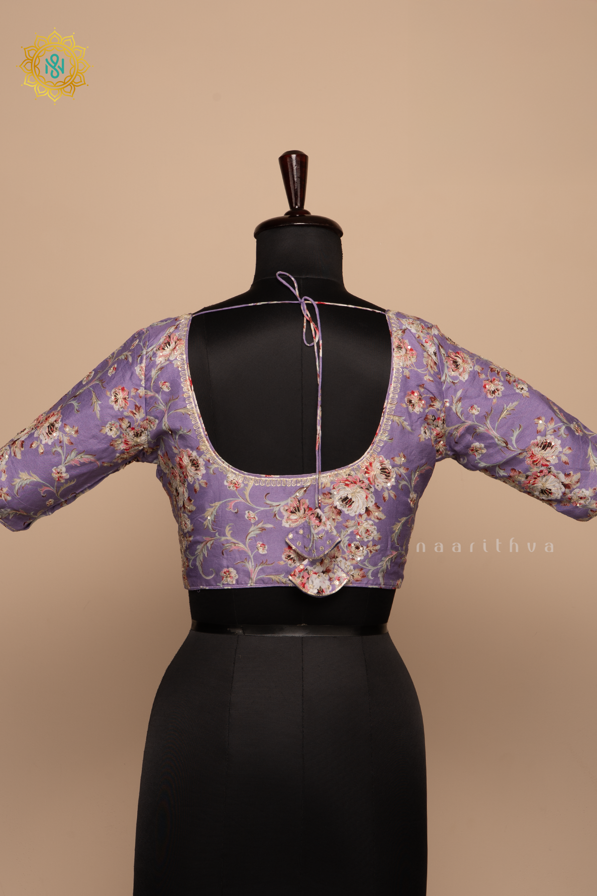 LAVENDER - PRINTED DOLA SILK READYMADE BLOUSE