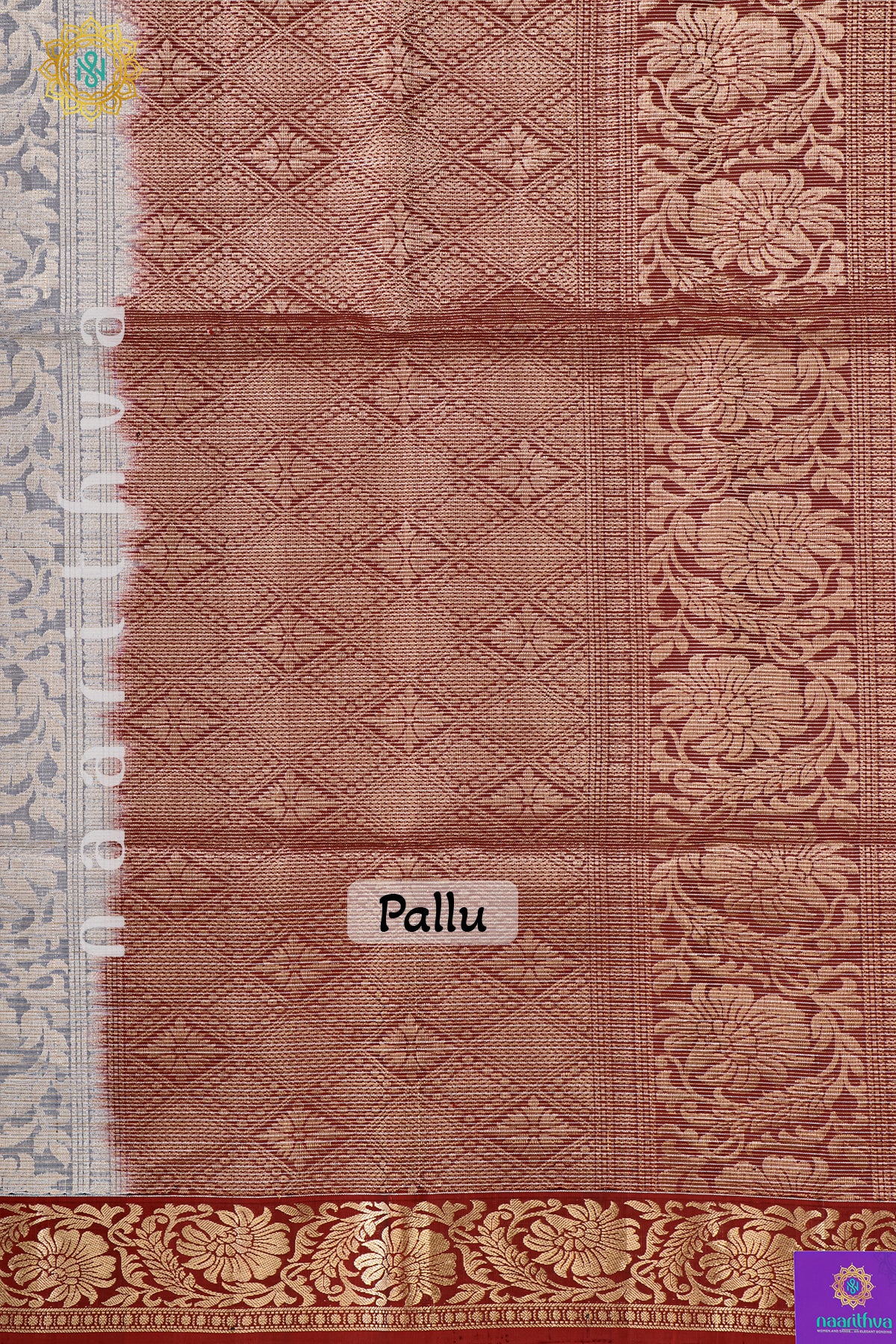 GREY WITH MAROON - PURE KANJIVARAM SOFT SILK