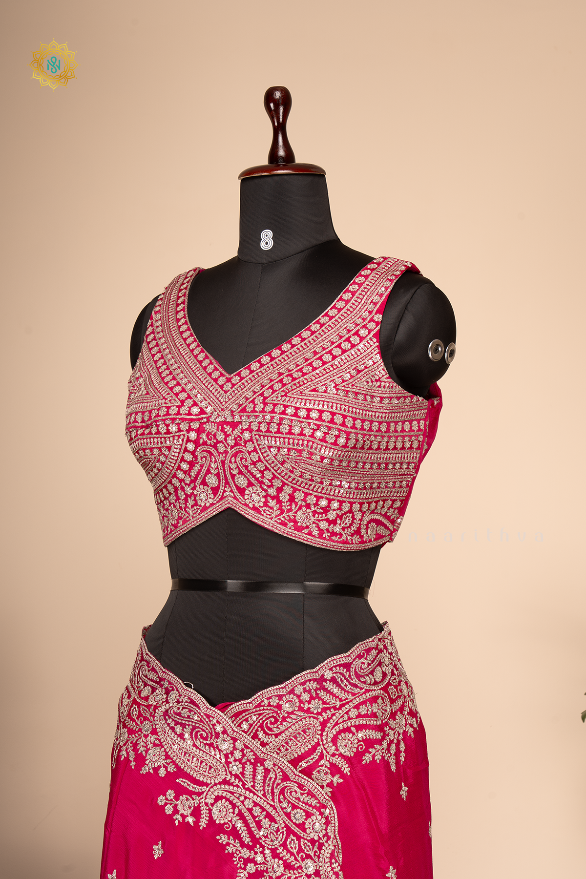 RANI PINK - CREPE PARTY WEAR SAREE WITH READYMADE BLOUSE