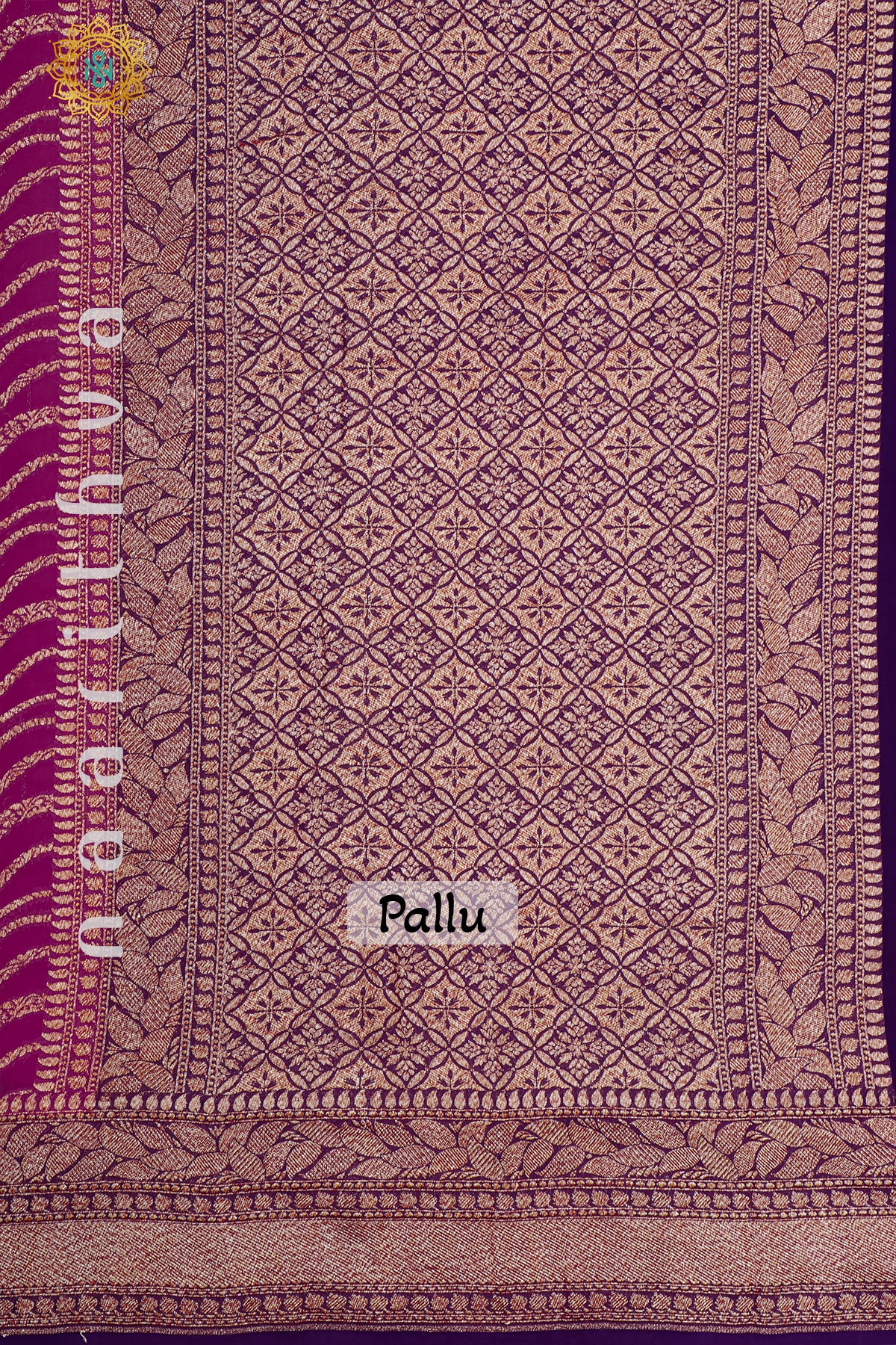 PINK WITH PURPLE - PURE HANDLOOM KHADDI GEORGETTE BANARAS