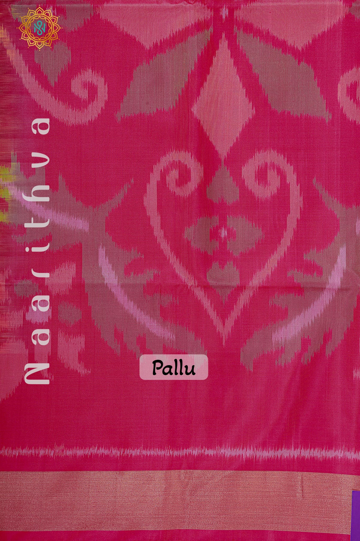 GREEN WITH PINK - PURE IKAT SOFT SILK