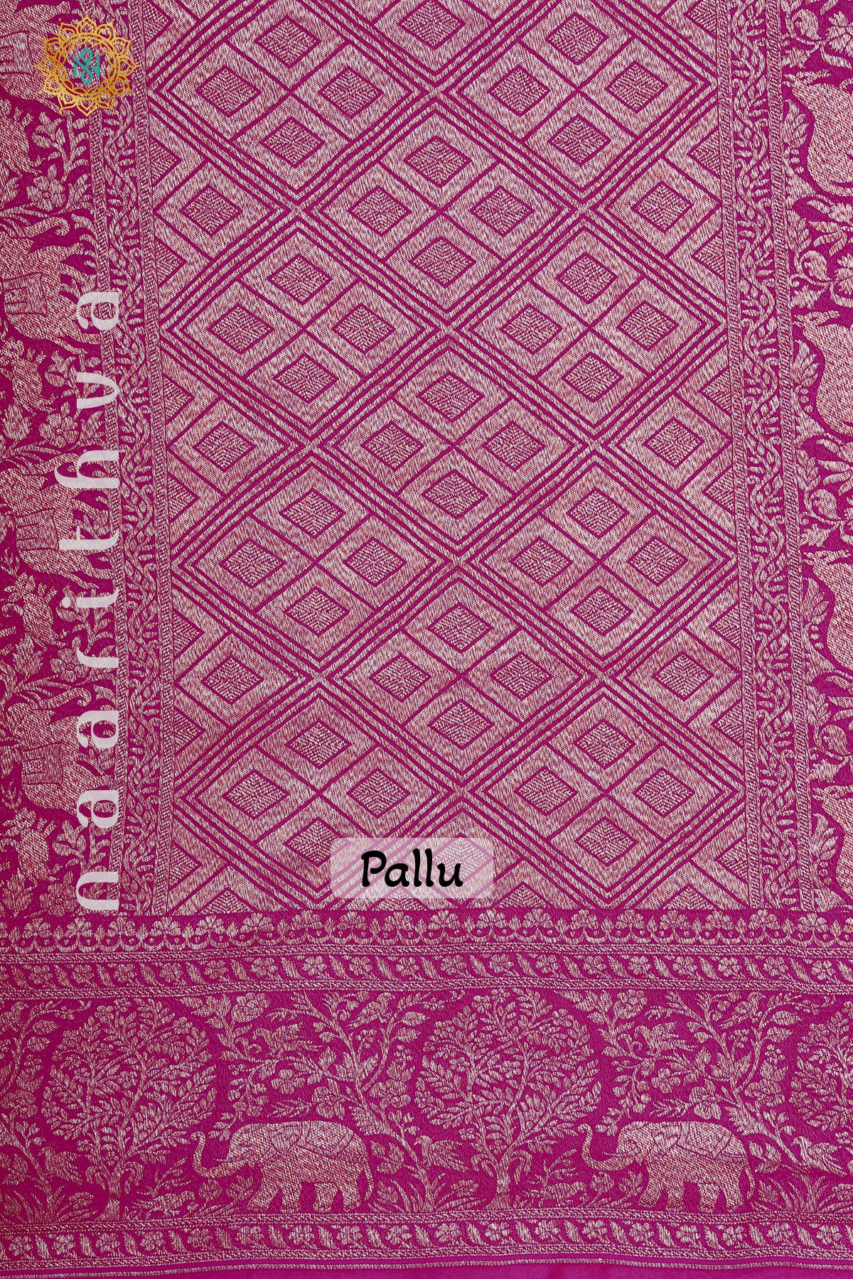 BLUE WITH PINK - PURE HANDLOOM KHADDI GEORGETTE BANARAS