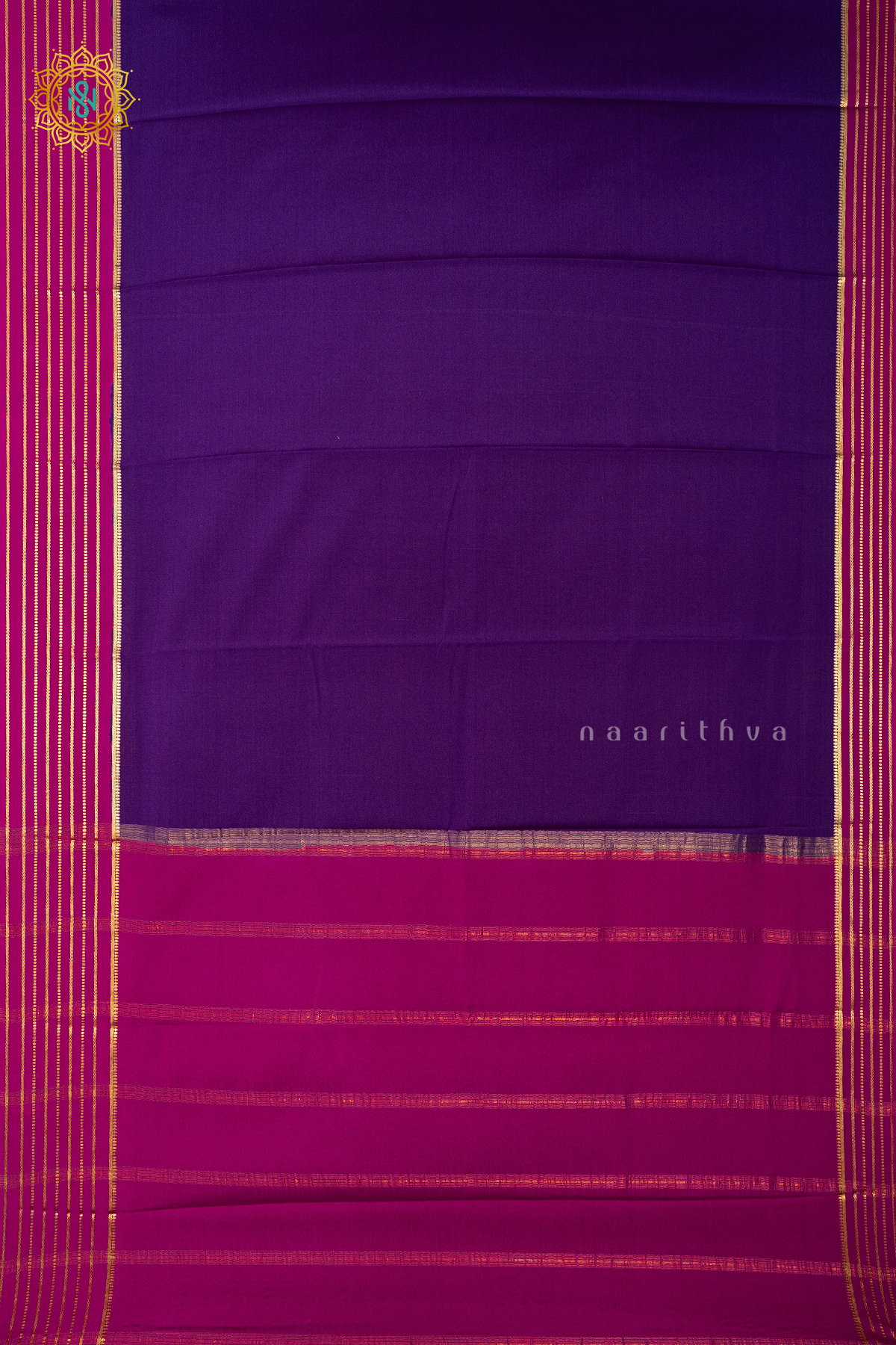PURPLE WITH PINK - PURE MYSORE CREPE SILK