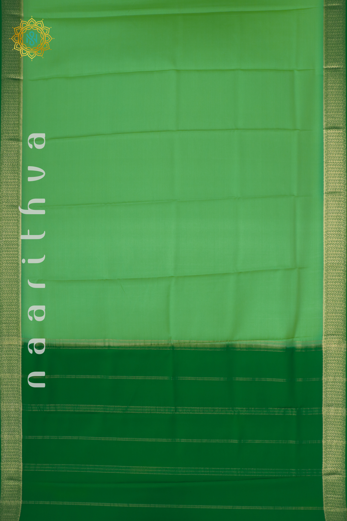 LIGHT GREEN WITH BOTTLE GREEN - PURE MYSORE CREPE SILK