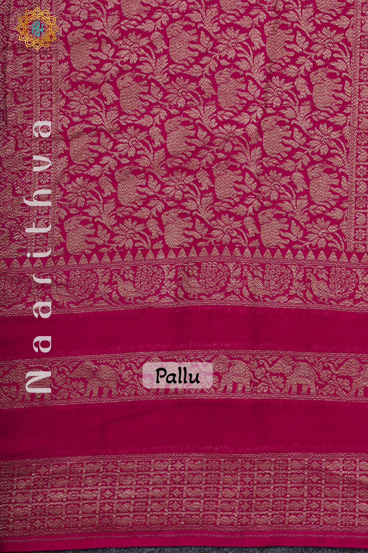 BLUE WITH PINK - PURE HANDLOOM KHADDI GEORGETTE BANARAS