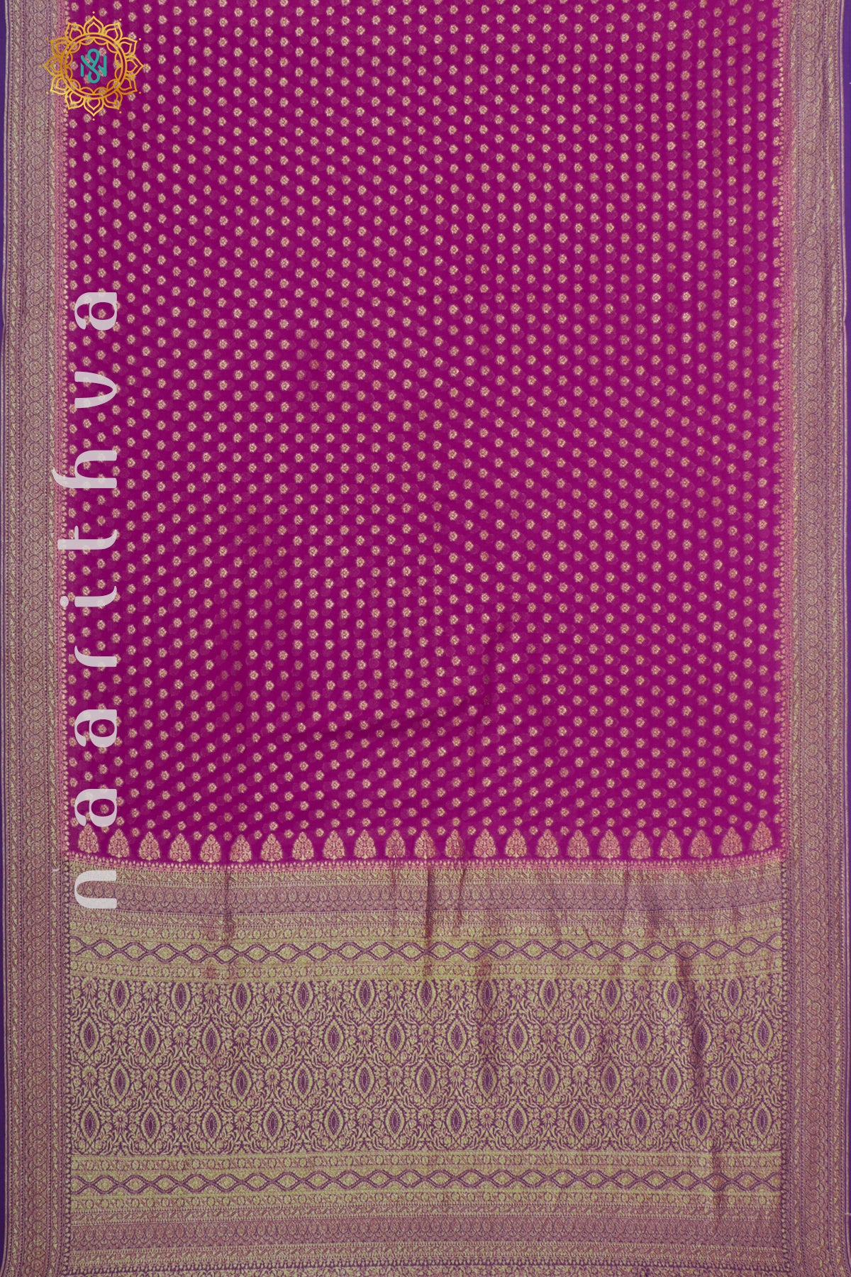 PINK WITH PURPLE - PURE BANARASI KHADDI GEORGETTE