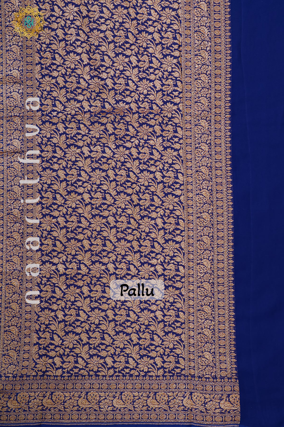 PINK WITH ROYAL BLUE - PURE HANDLOOM KHADDI GEORGETTE BANARAS