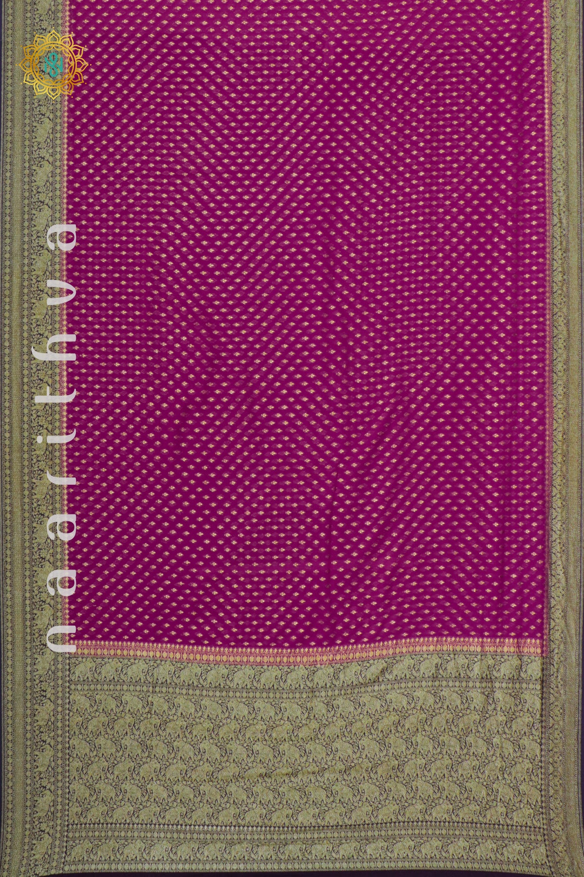 PINK WITH NAVY BLUE - PURE BANARASI KHADDI GEORGETTE