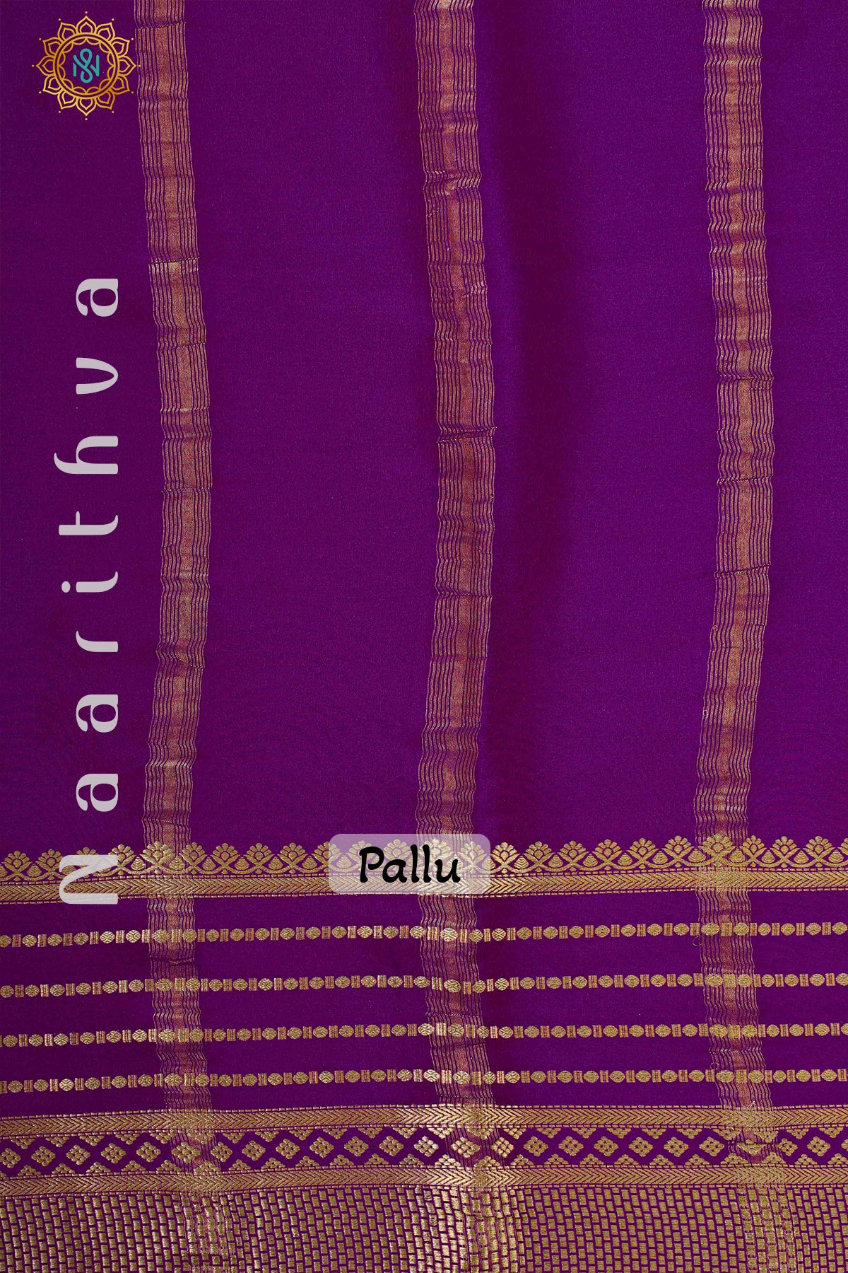 YELLOW WITH PURPLE - PURE MYSORE CREPE SILK