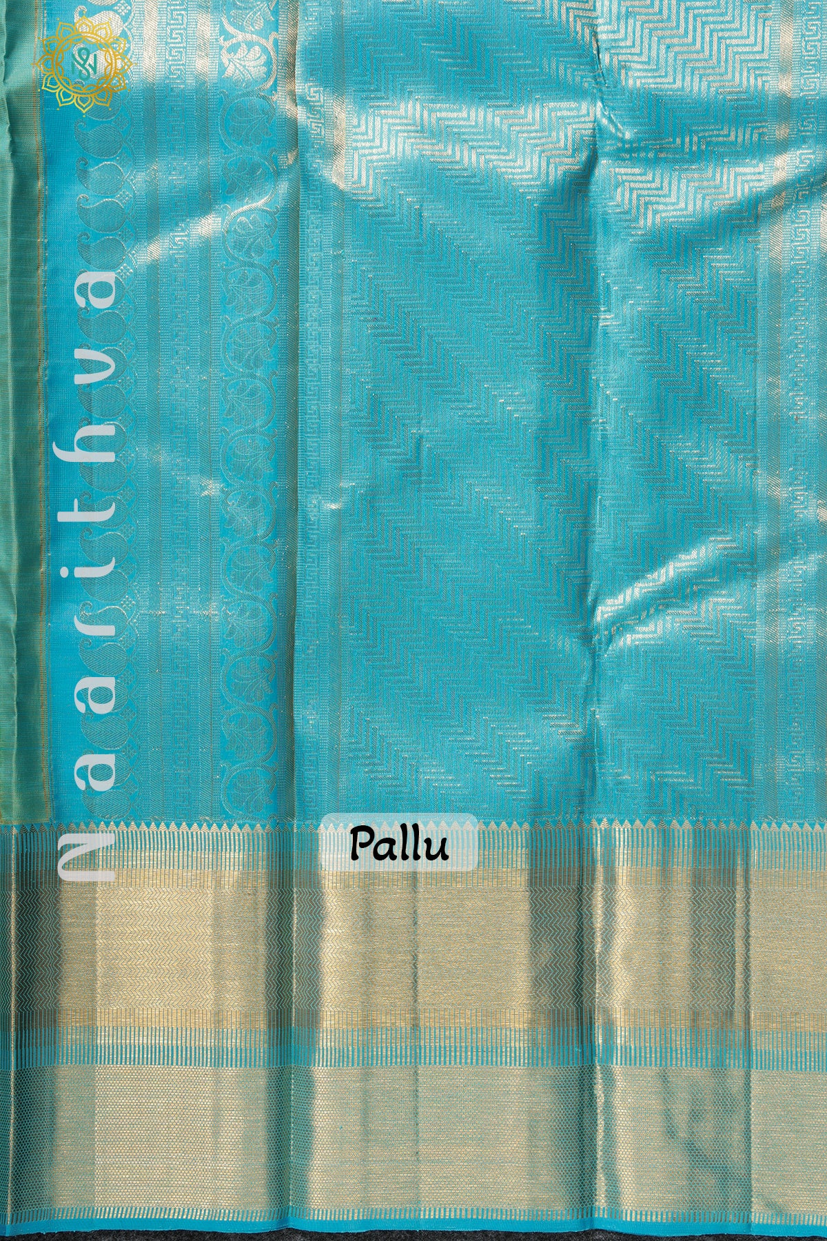 GOLDEN YELLOW WITH SKY BLUE - PURE KANJIVARAM SILK