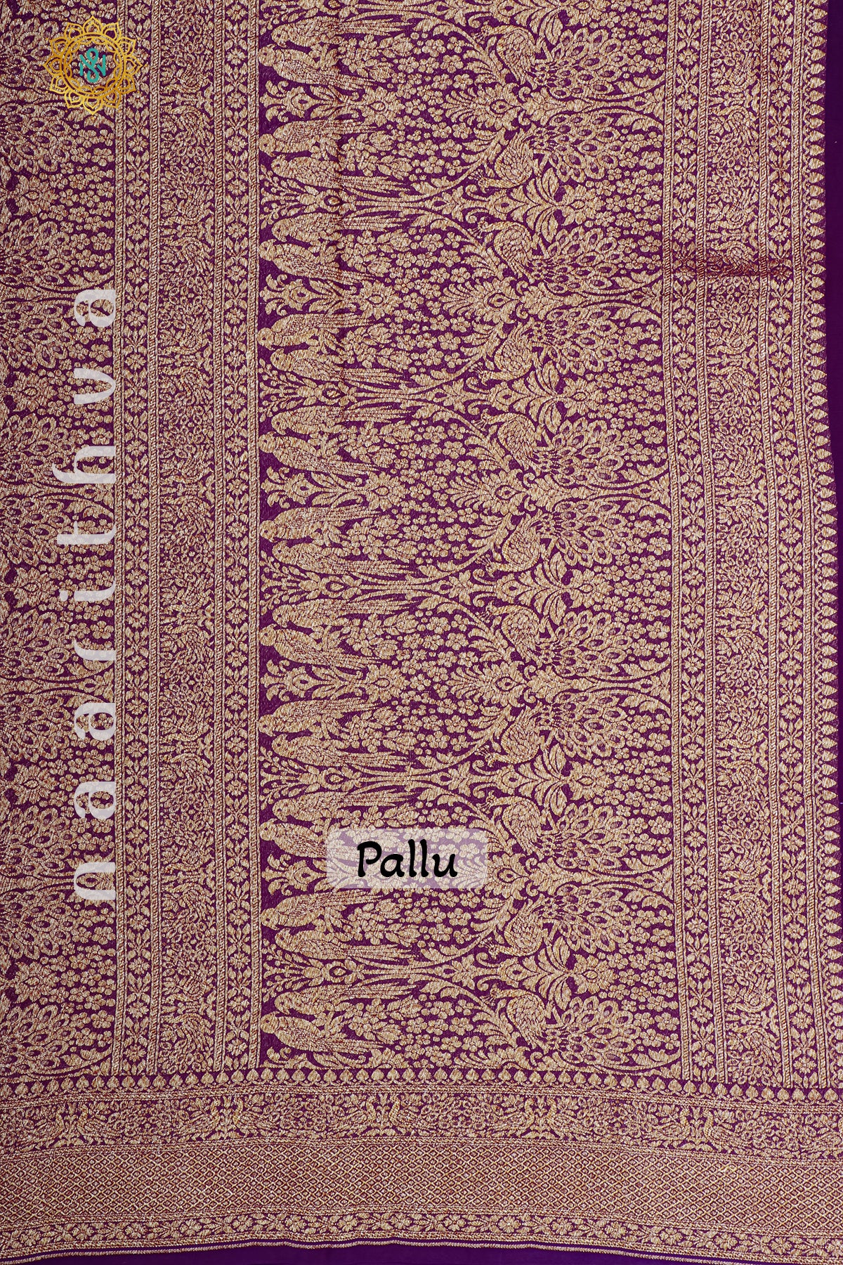 PINK WITH PURPLE - PURE HANDLOOM KHADDI GEORGETTE BANARAS