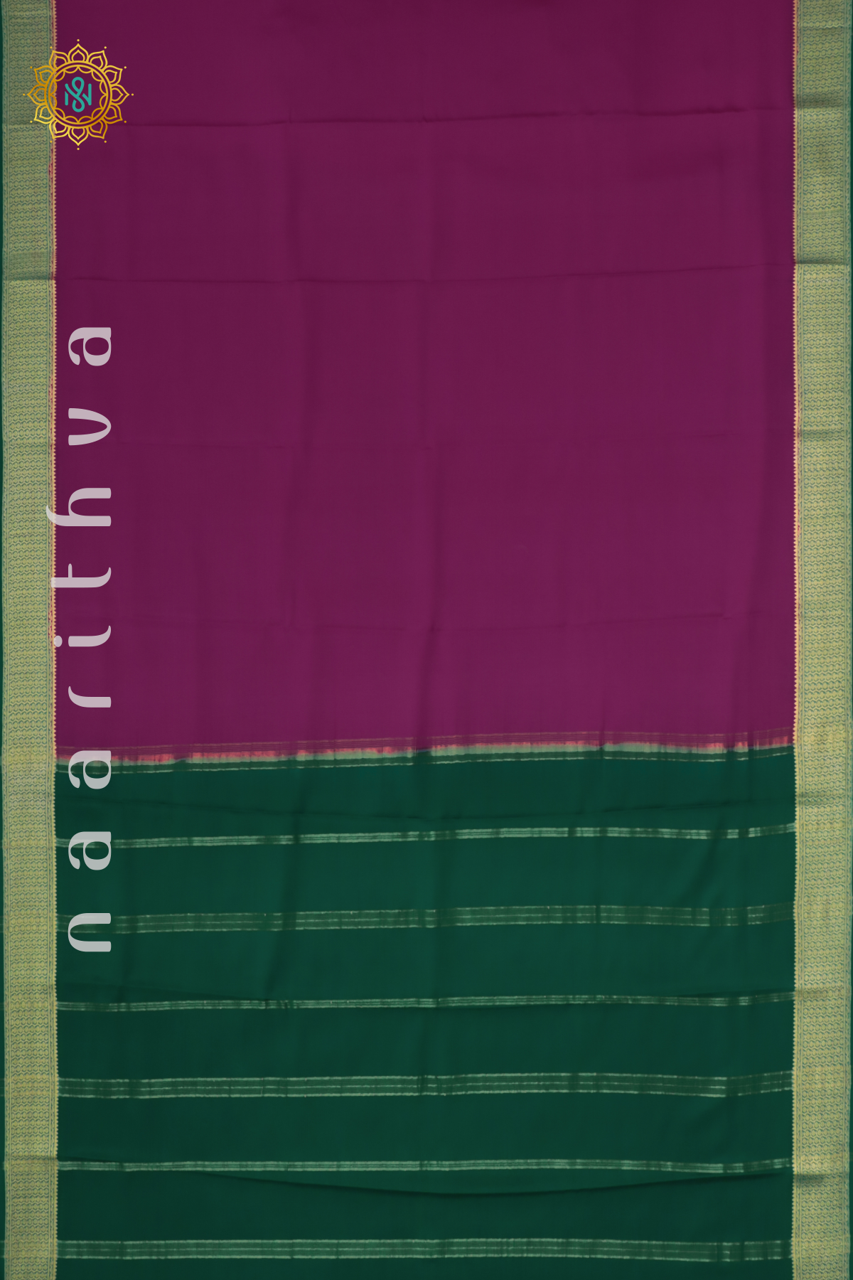 PINK WITH GREEN - PURE MYSORE CREPE SILK