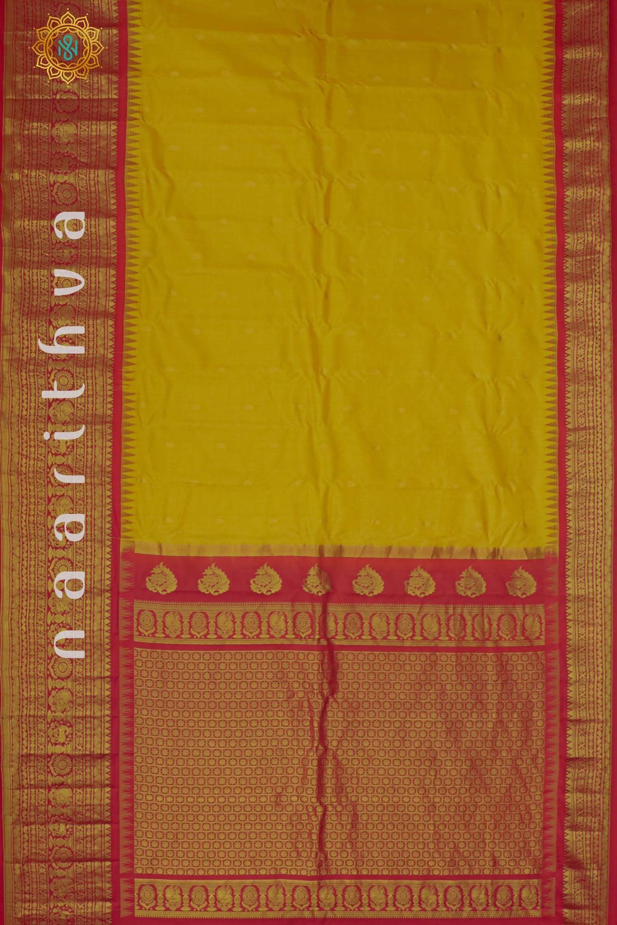 YELLOW WITH RED - PURE GADWAL SILK