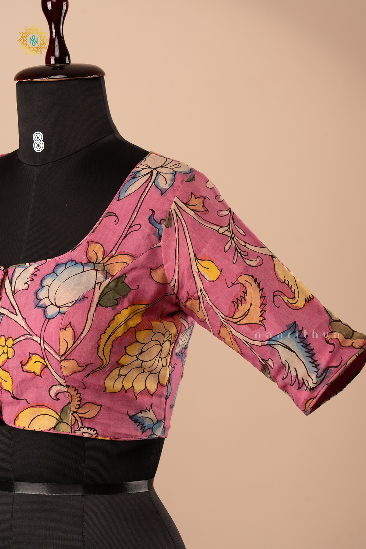 Pink - Hand Painted Pen Kalamkari Readymade Blouse