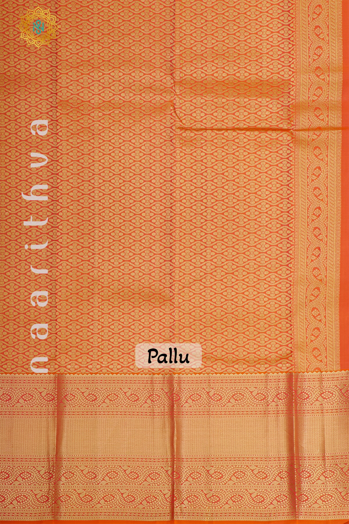 PARROT GREEN WITH ORANGE - PURE KANJIVARAM SILK