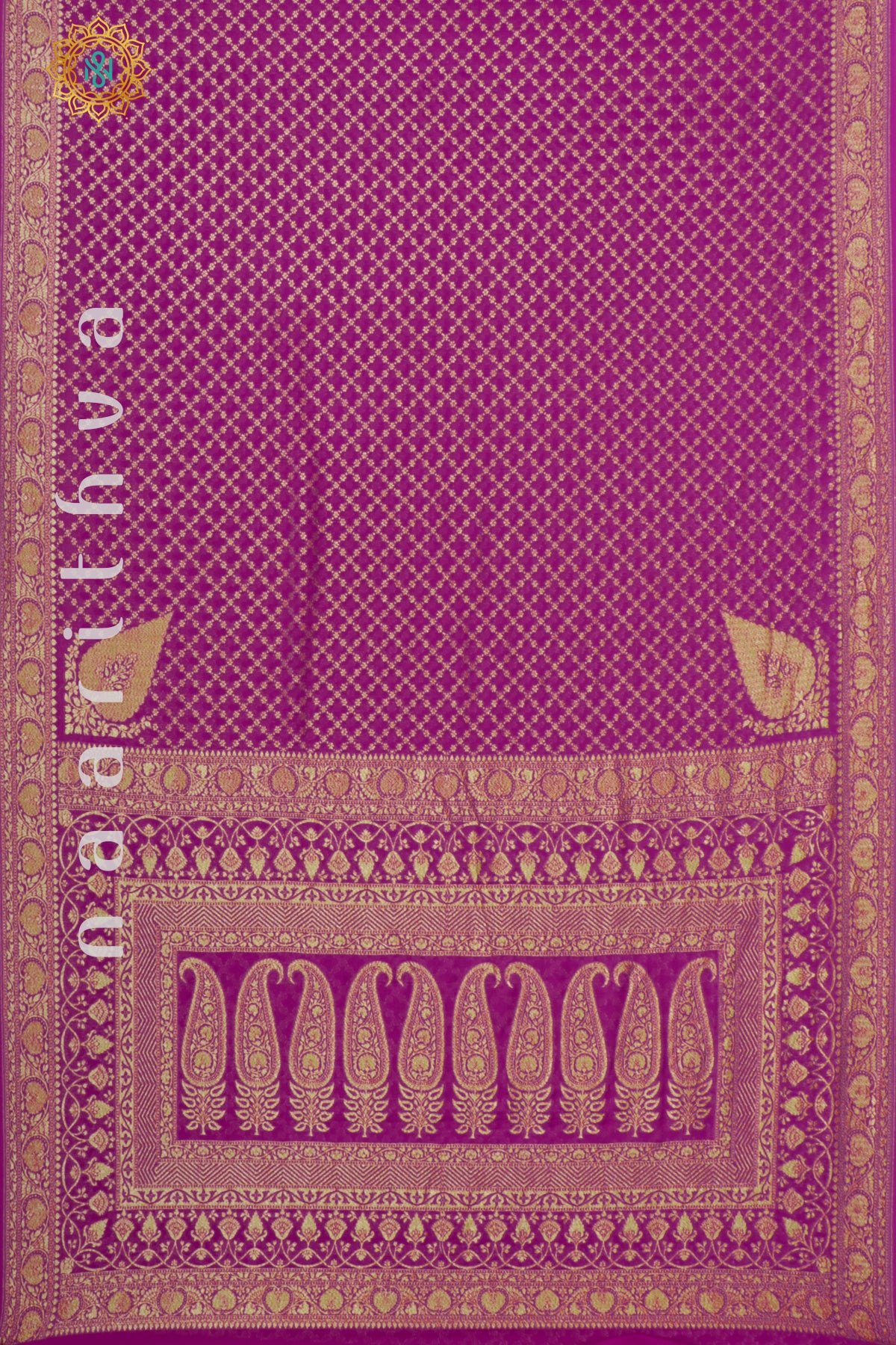 RANI PINK WITH YELLOW - PURE BANARASI KHADDI GEORGETTE