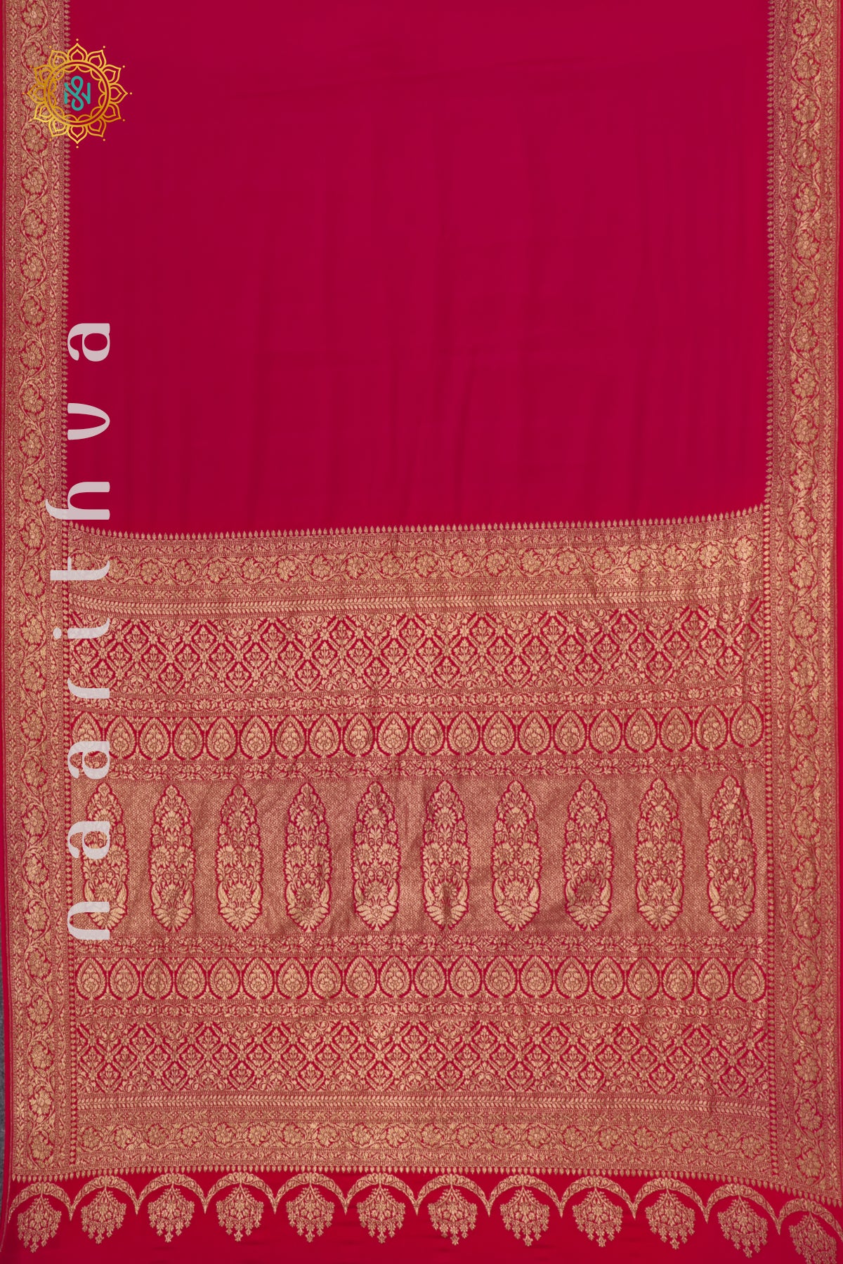 RED WITH BLACK - PURE BANARASI CREPE SILK