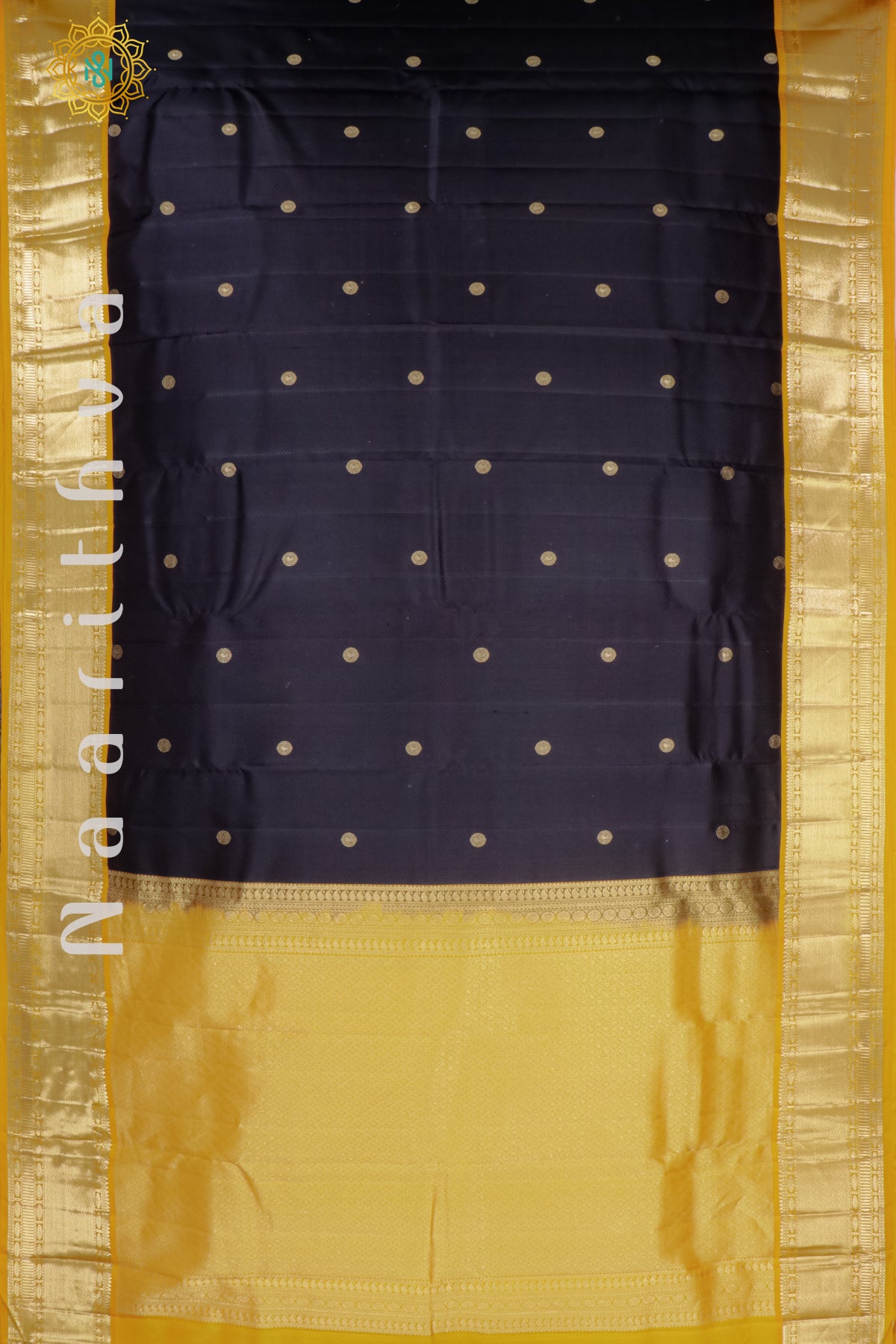 BLACK WITH MUSTARD - PURE KANJIVARAM SILK