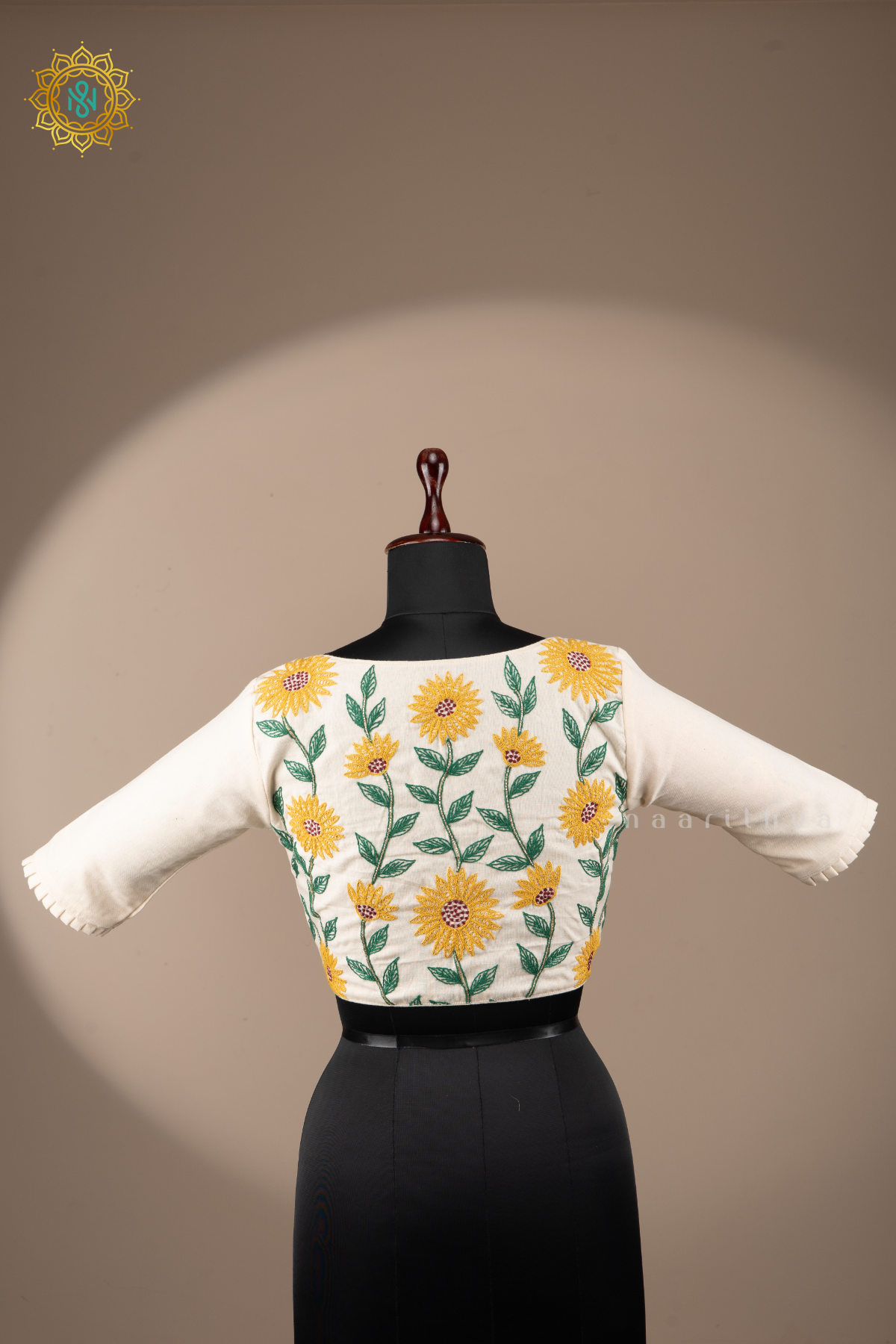 OFF WHITE - LINEN READY MADE BLOUSE WITH HAND EMBROIDERY