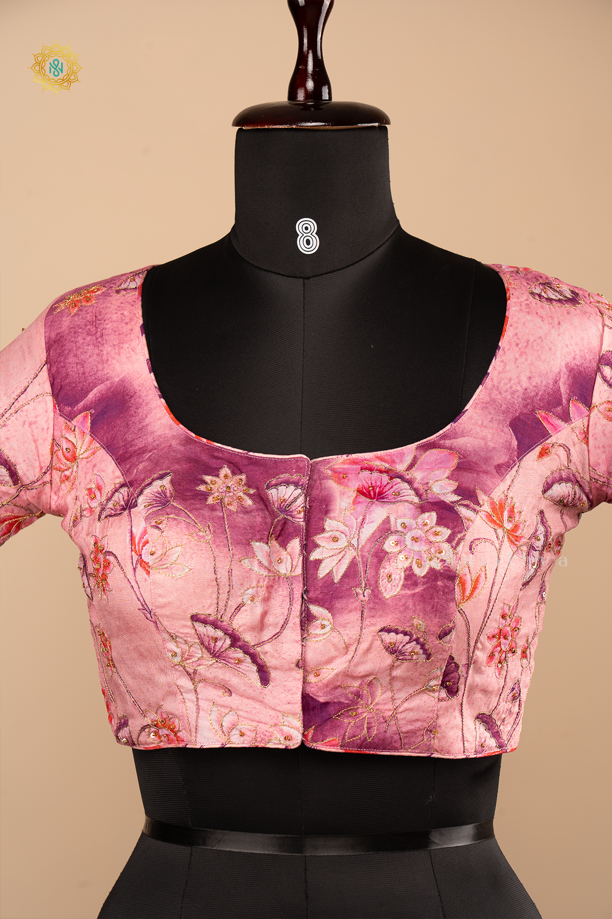 PINK - READYMADE BLOUSE IN DOLA SILK WITH PICHWAI PRINTS & HAND EMBROIDERY