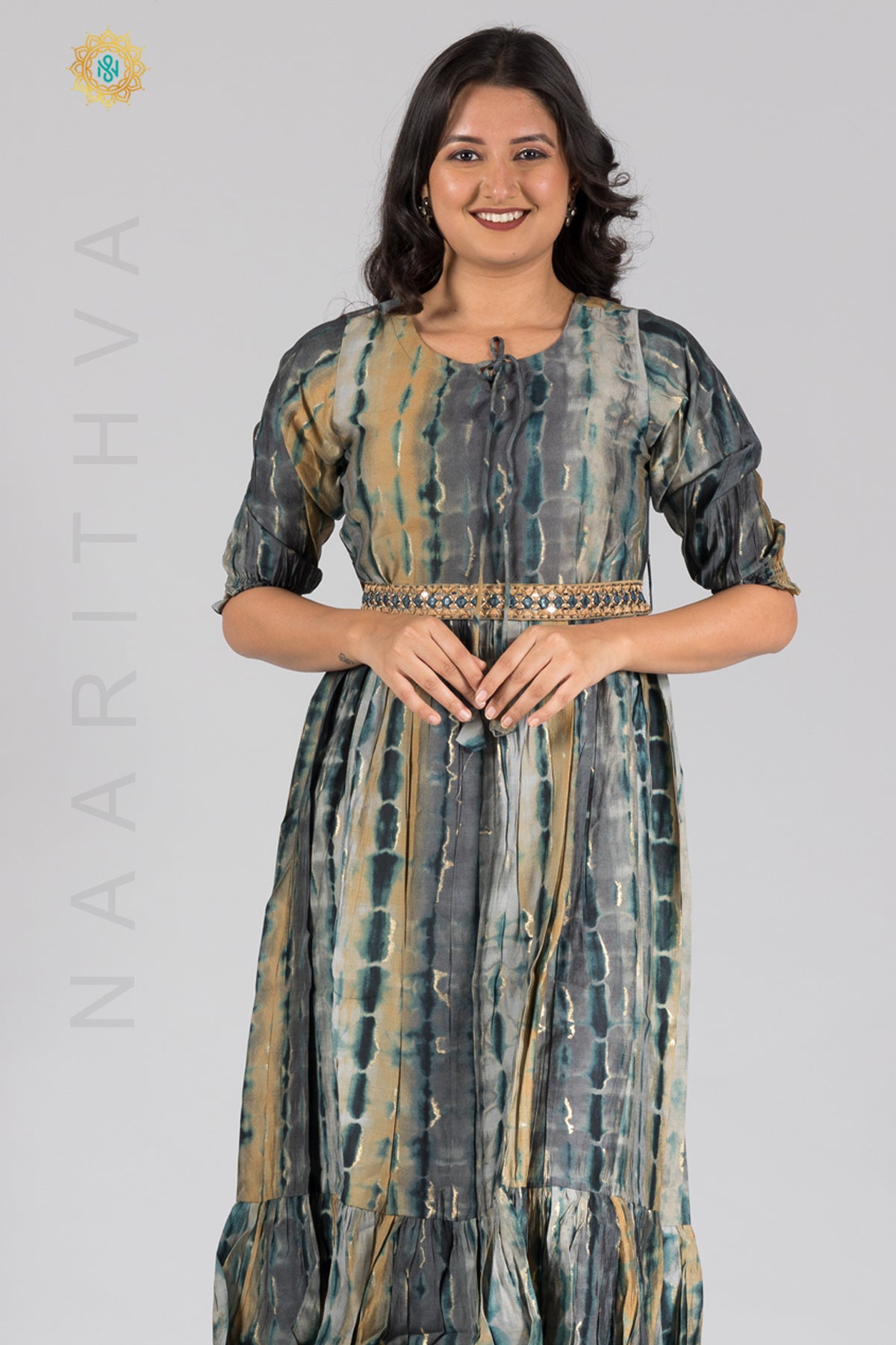 Blue - Grey Layered Georgette Kurti | Kurti designs, Stylish dresses, Kurti  designs party wear