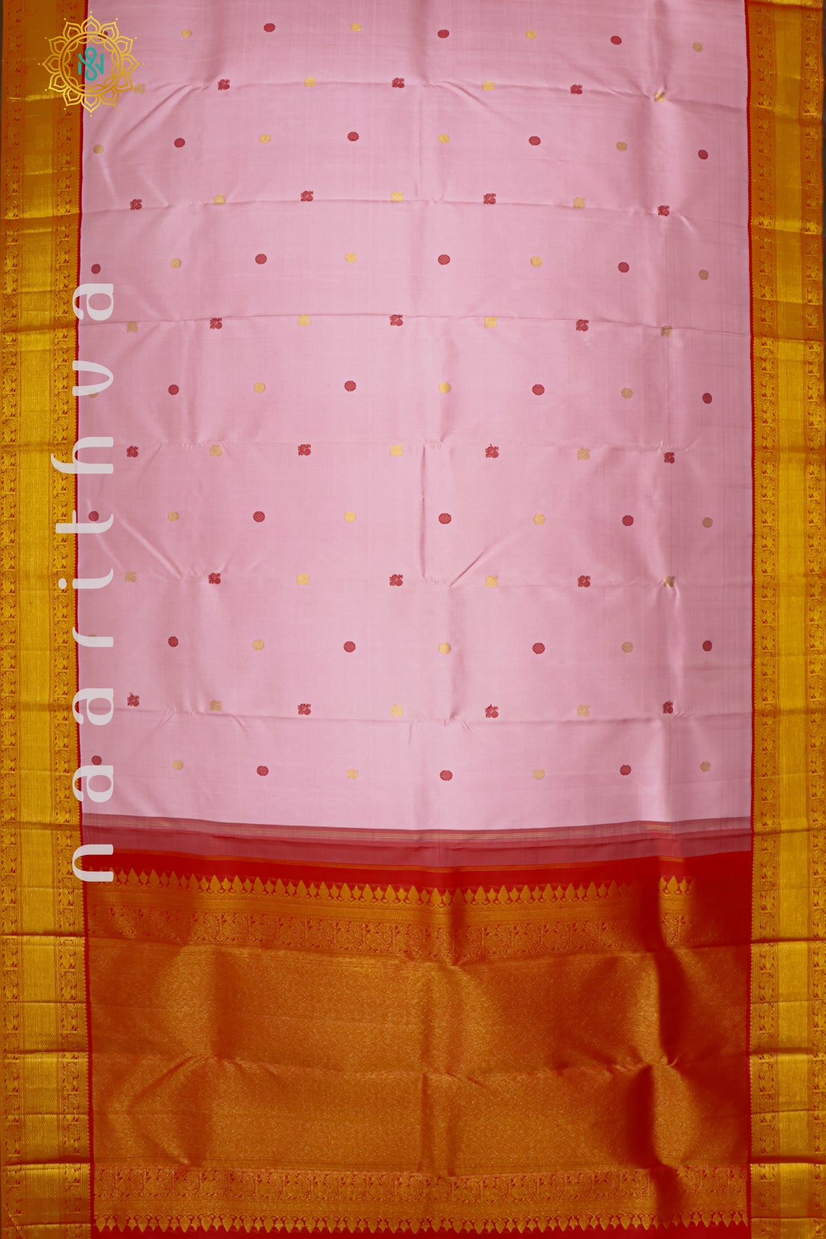 LIGHT PINK WITH RED - PURE KANJIVARAM SILK