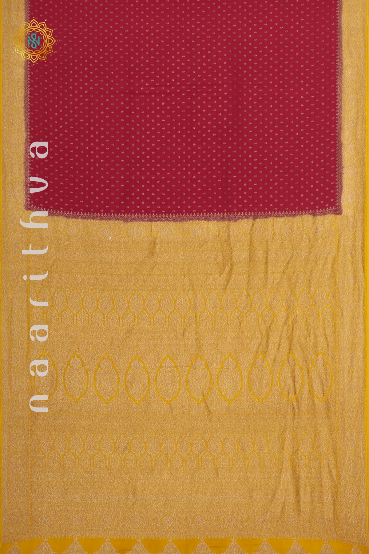 RED WITH YELLOW - PURE BANARASI CREPE SILK