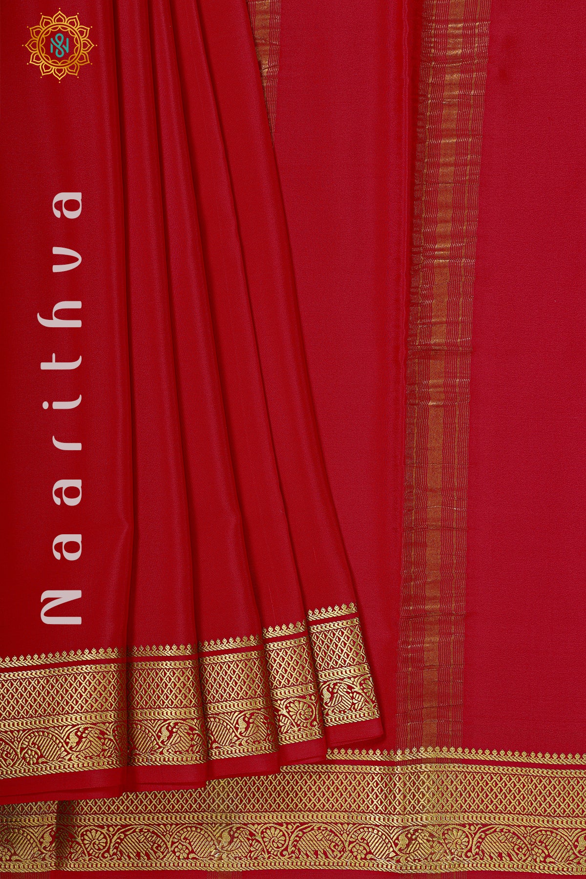 RED - PURE MYSORE CREPE SILK