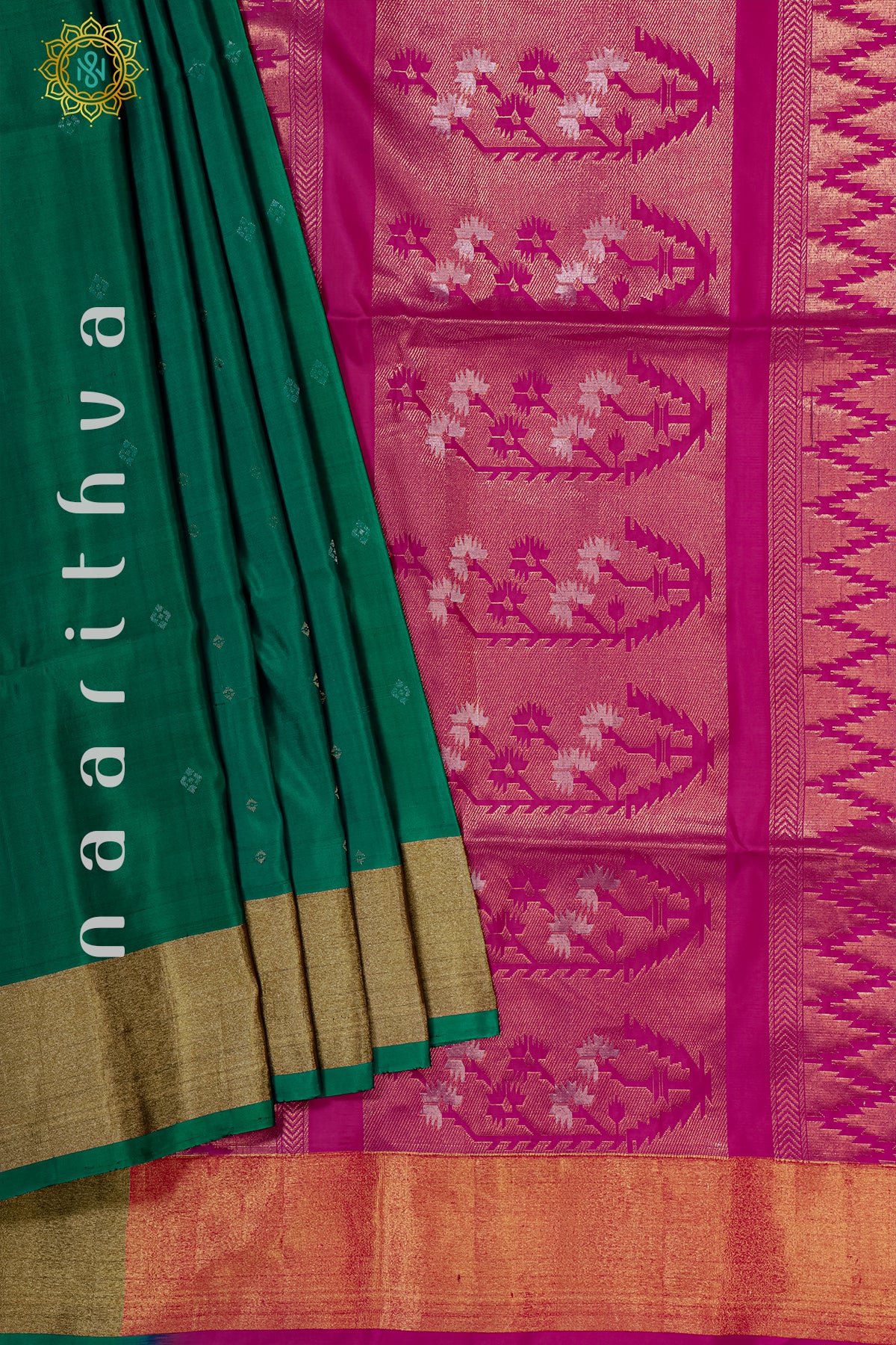 GREEN WITH PINK - PURE KANJIVARAM SOFT SILK