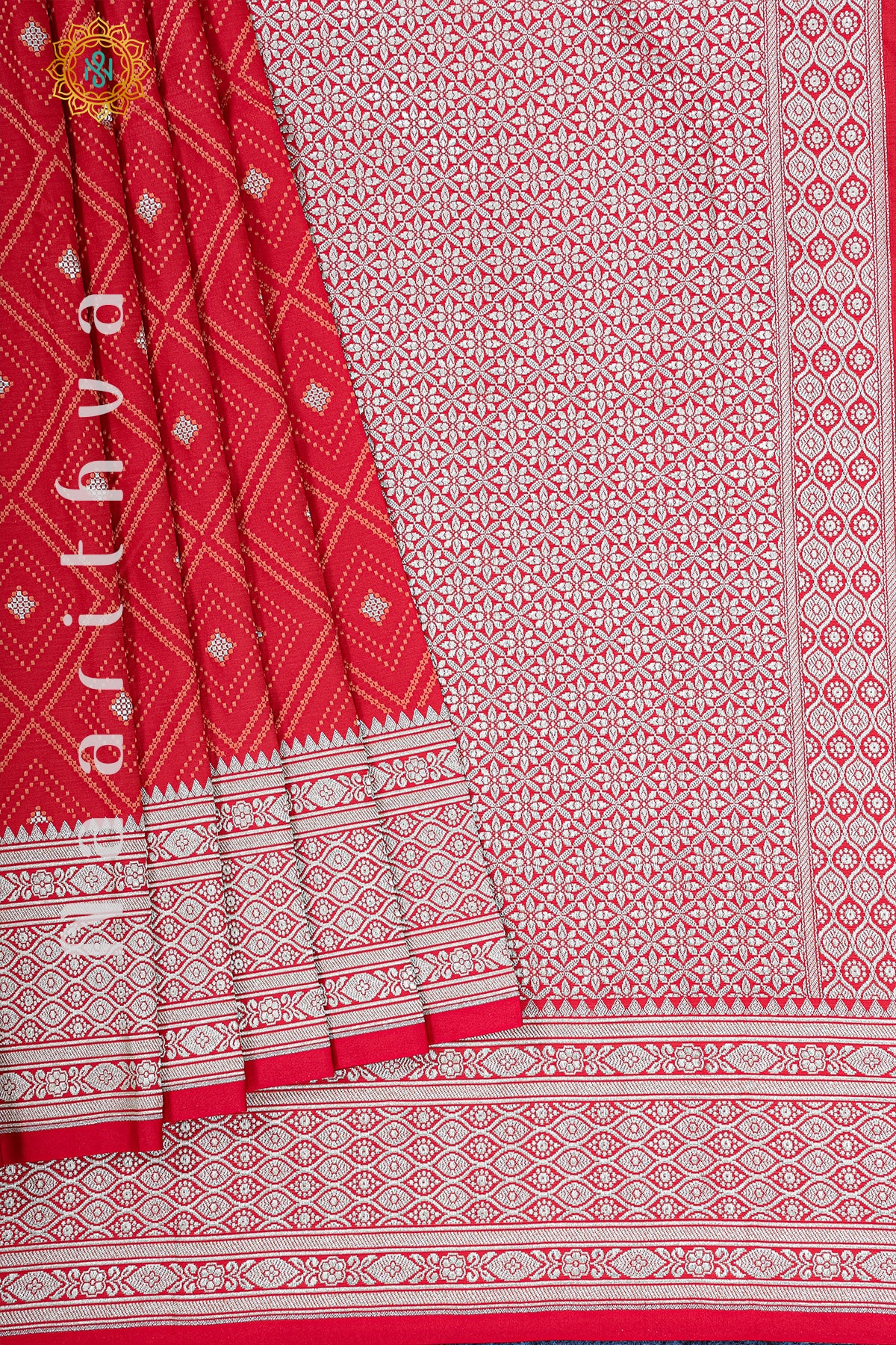 RED - SATIN SILK WITH TANCHOI WEAVING