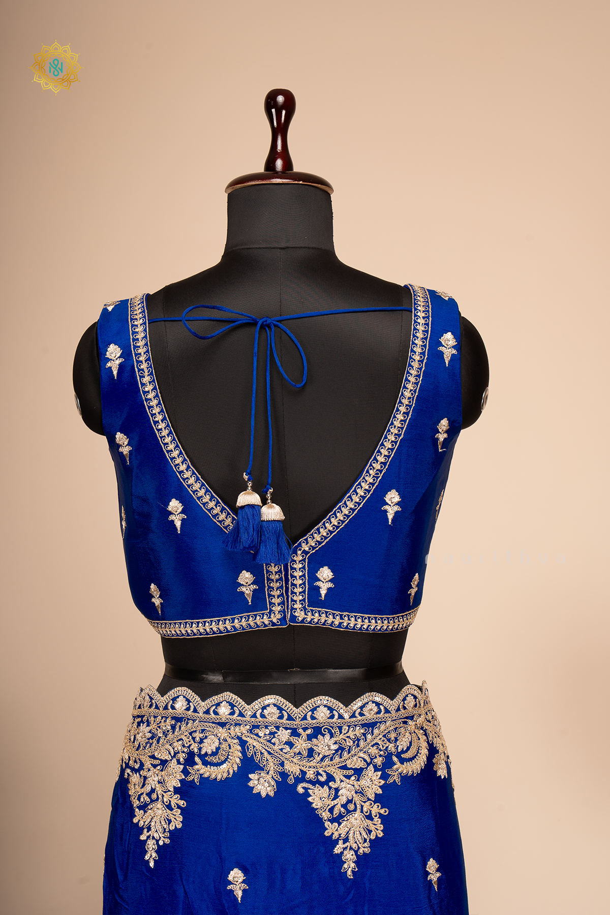 Blue Crepe Party Wear Saree With Readymade Blouse