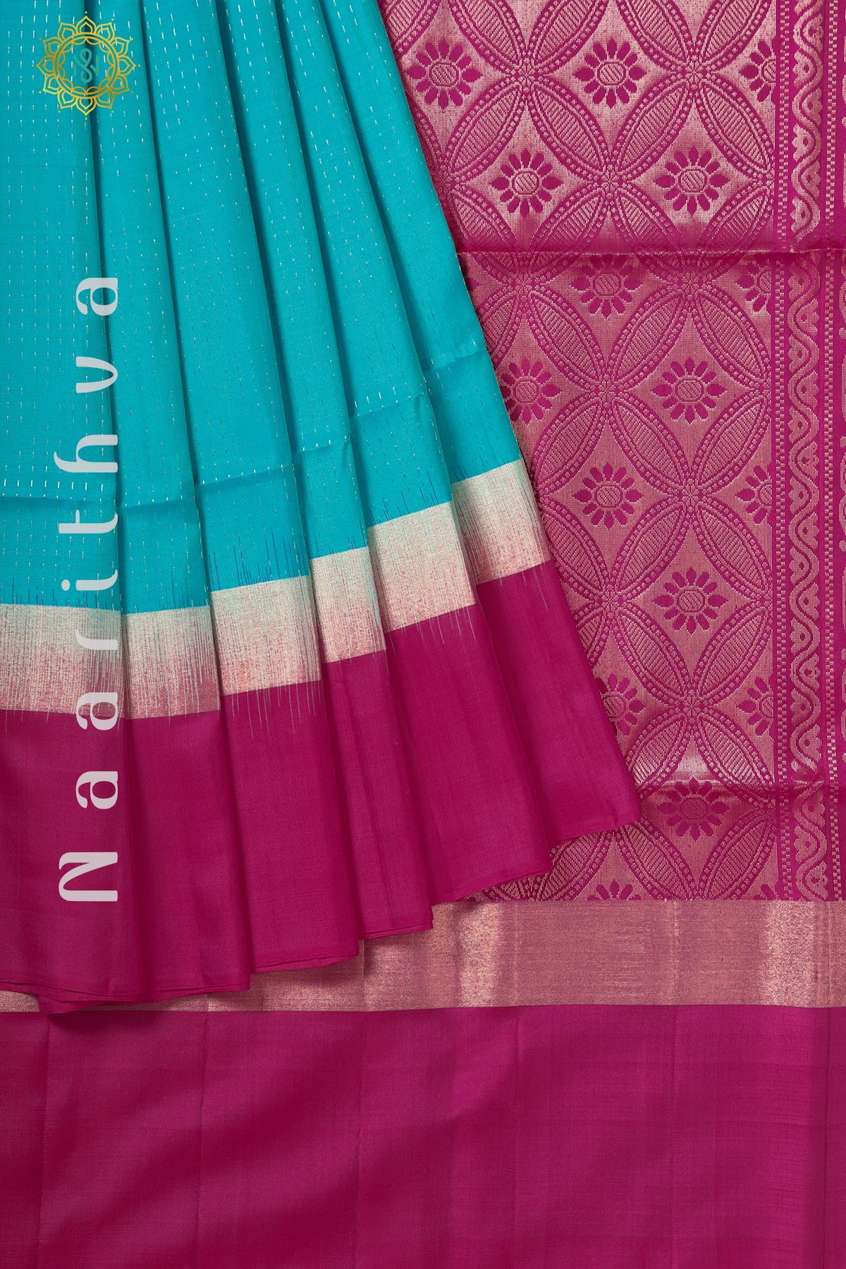 BLUE WITH PINK - PURE KANJIVARAM SOFT SILK