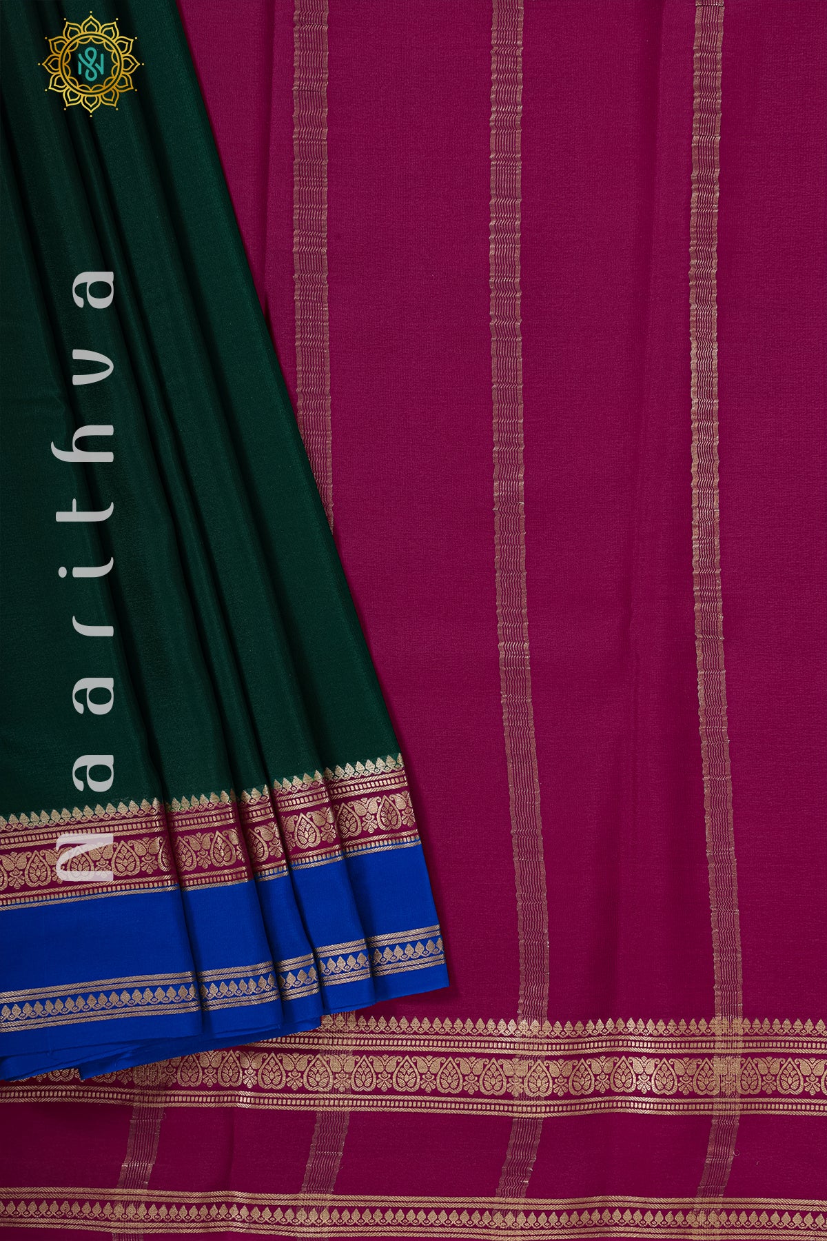 Mysore Crepe Saree with Contrast Border – Laksharaa Sarees