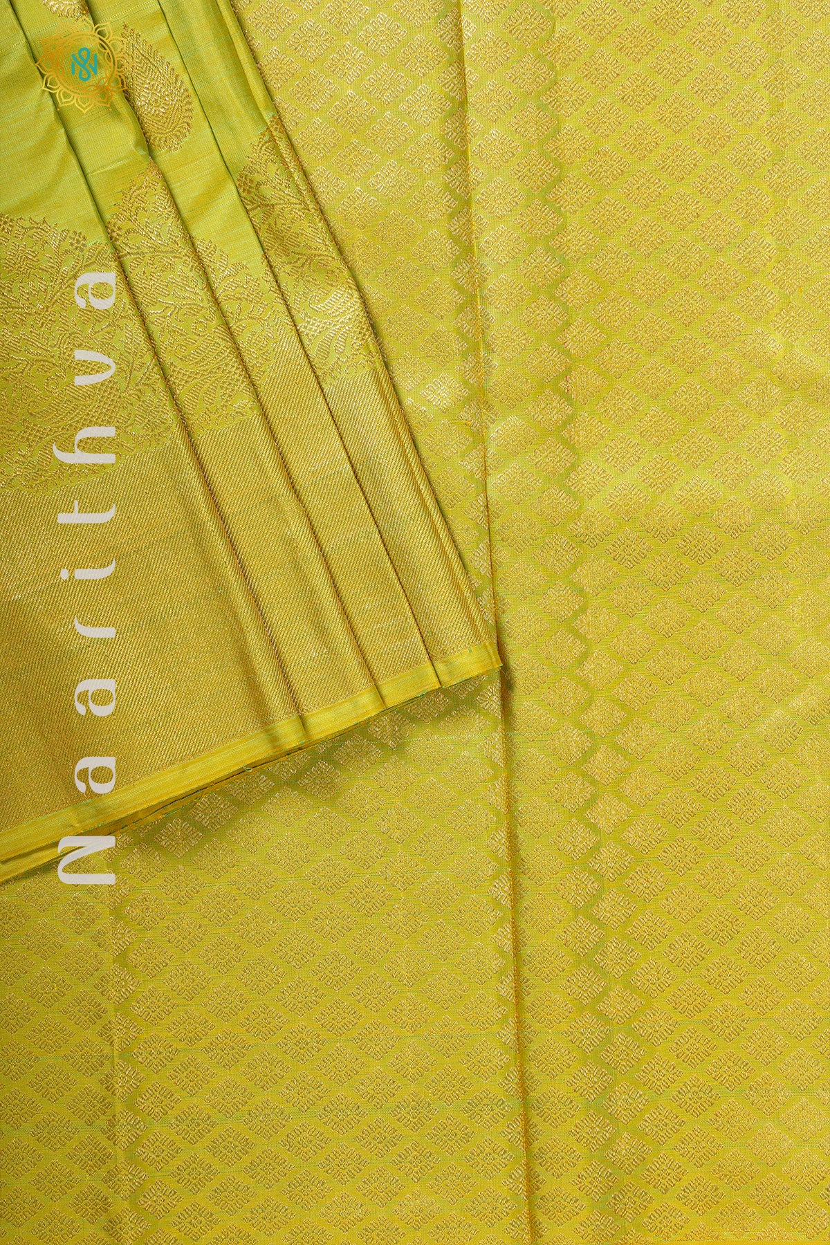 PARROT GREEN WITH BLUE - PURE KANJIVARAM SILK