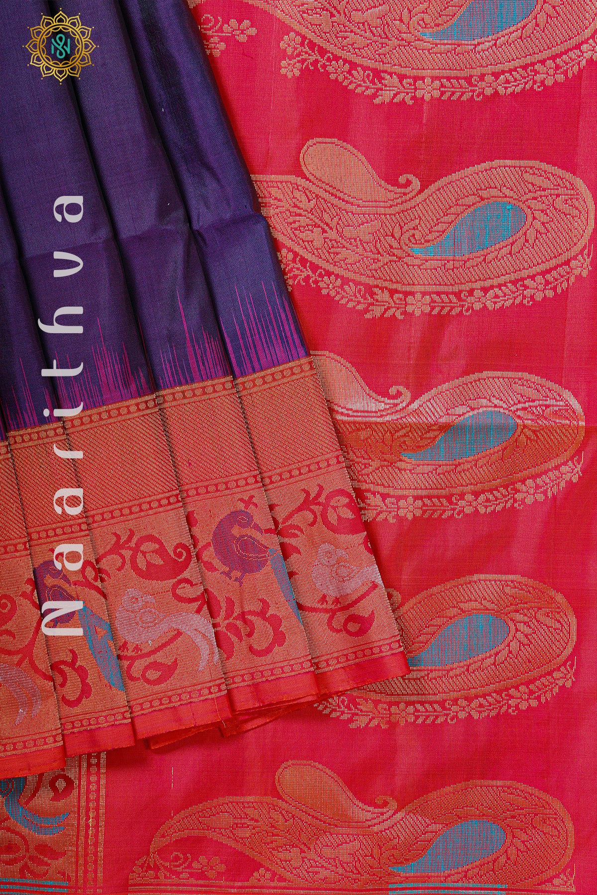 DEEP PURPLE WITH PINK - PURE KANJIVARAM SOFT SILK