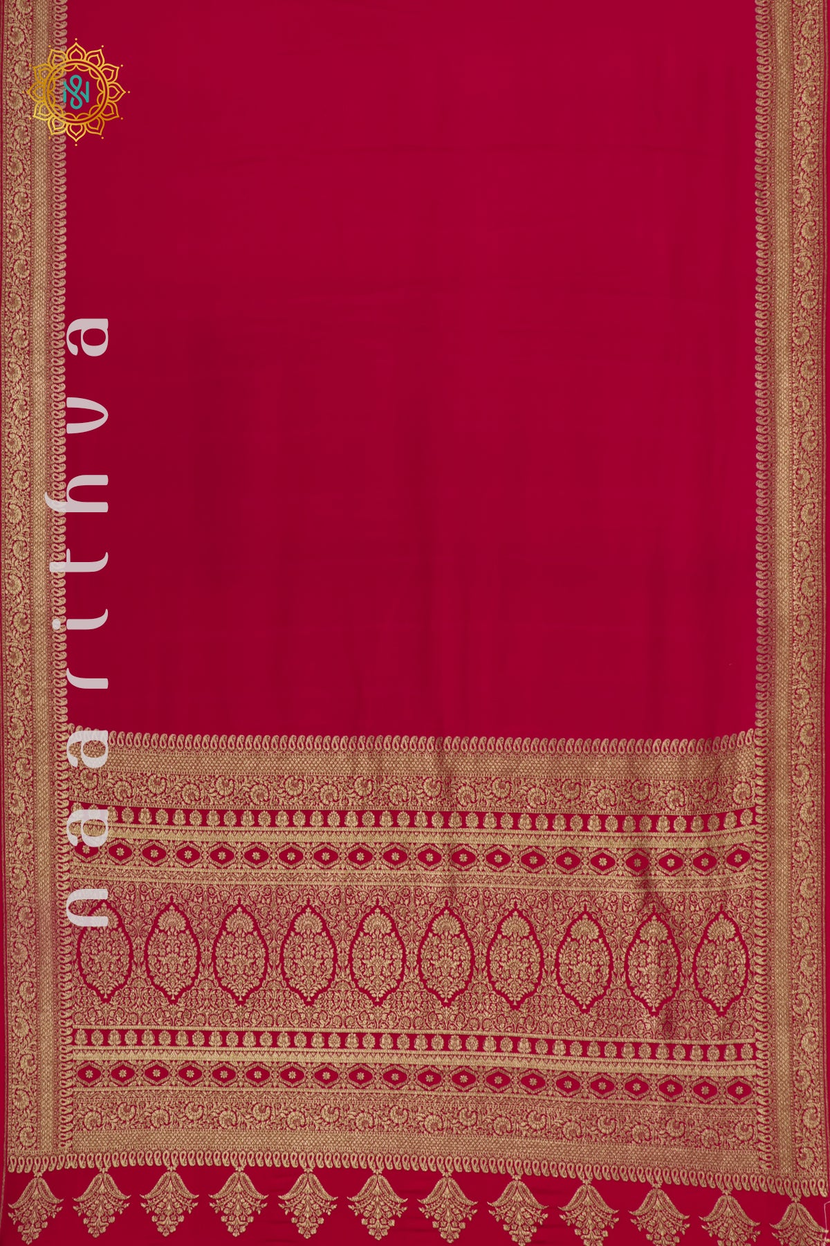 RED WITH YELLOW - PURE BANARASI CREPE SILK