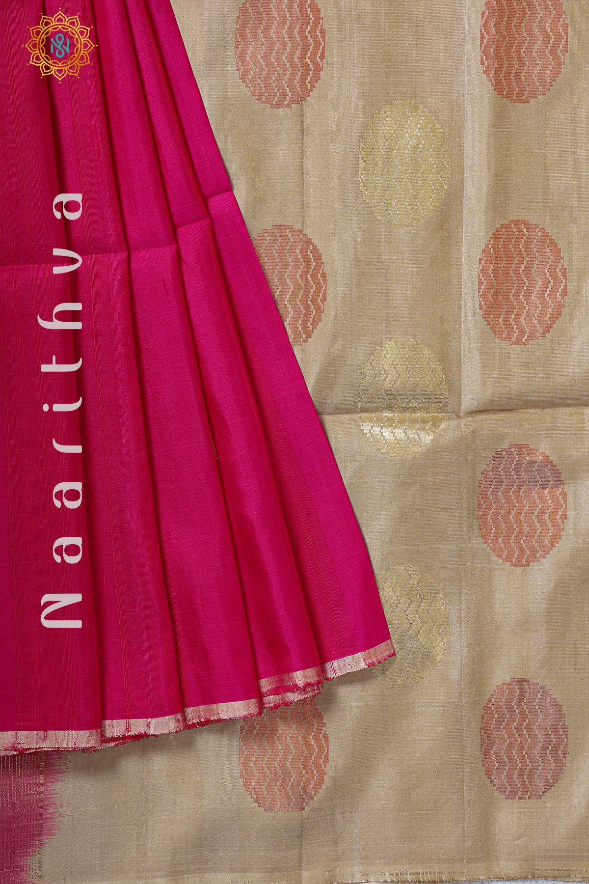 PINK WITH CREAM - PURE KANJIVARAM SOFT SILK