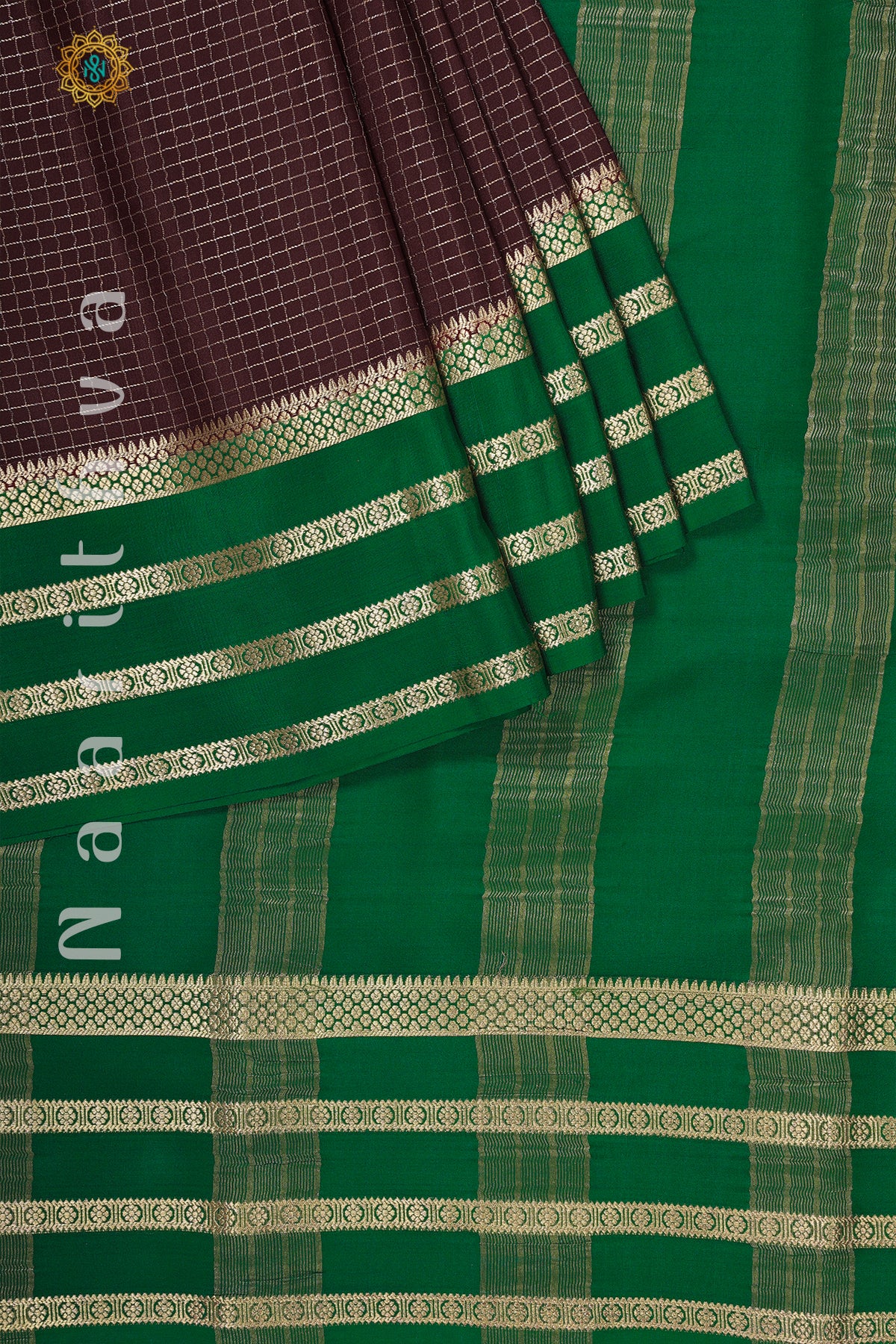 WINE WITH GREEN - PURE MYSORE CREPE SILK