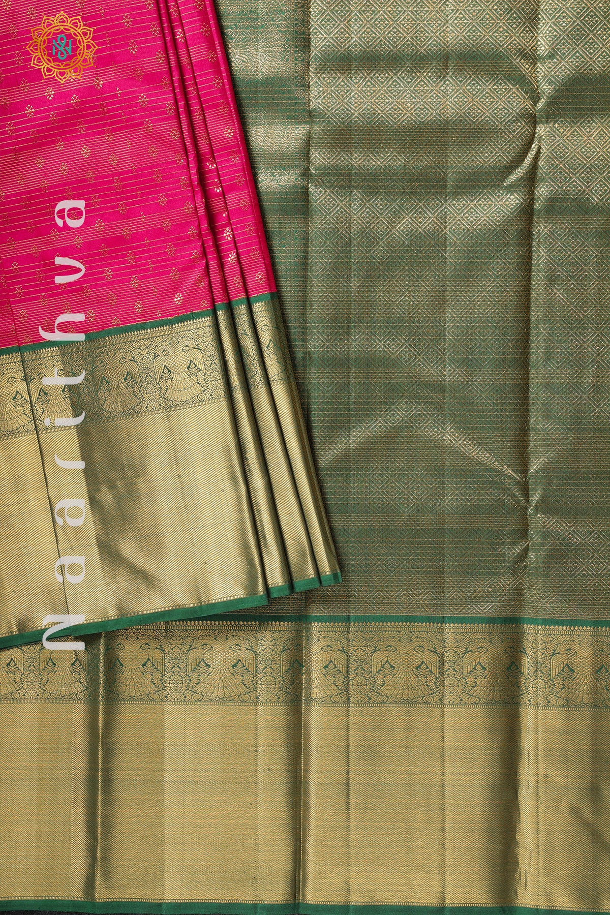 PINK WITH GREEN - PURE KANJIVARAM SILK