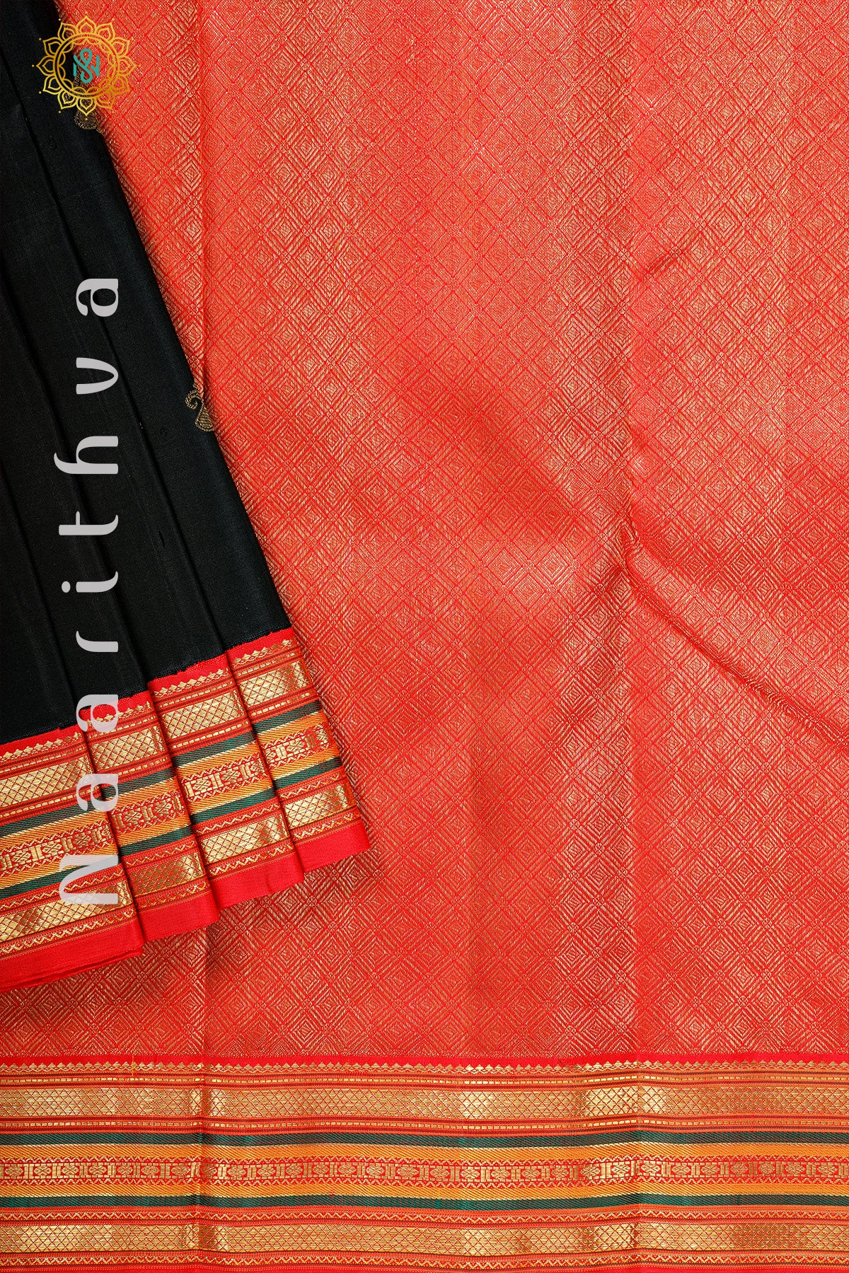 BLACK WITH RED - PURE KANJIVARAM SILK