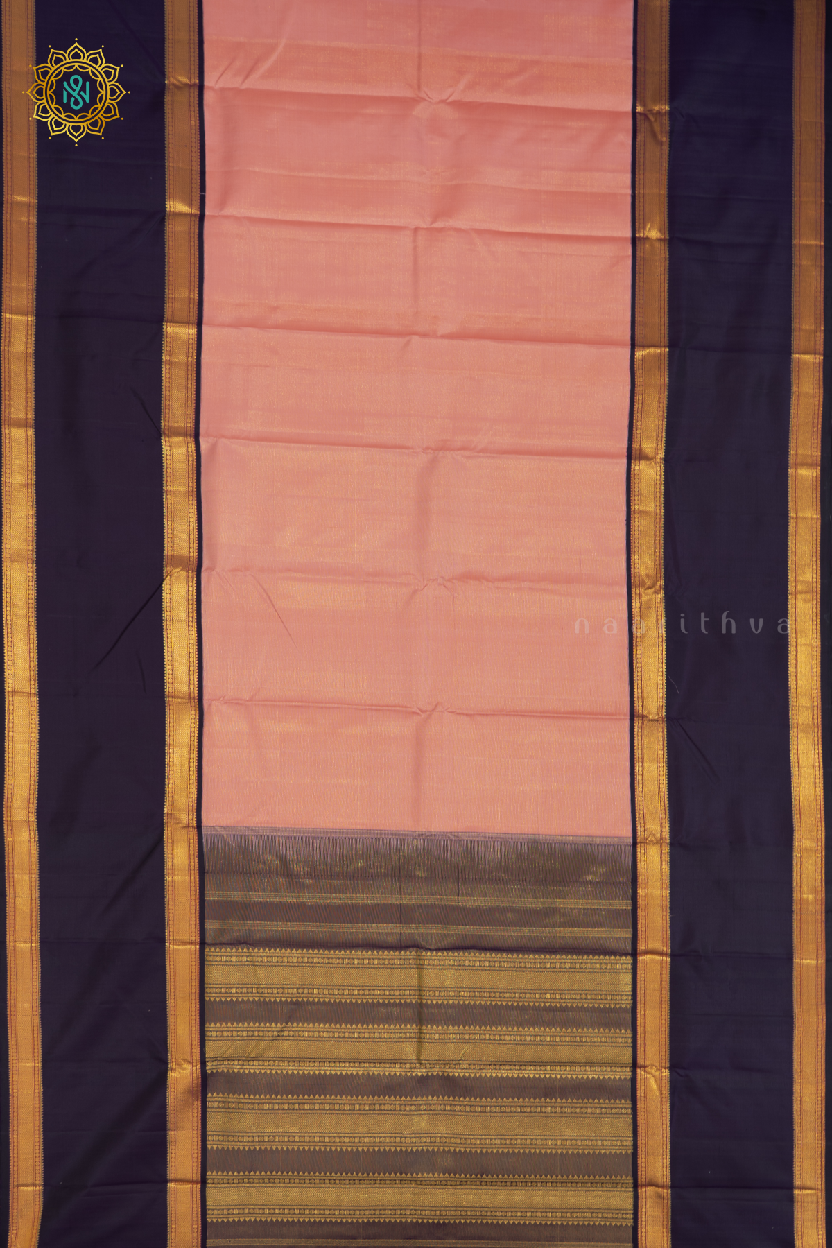 PEACH WITH DEEP WINE - PURE KANJIVARAM SILK