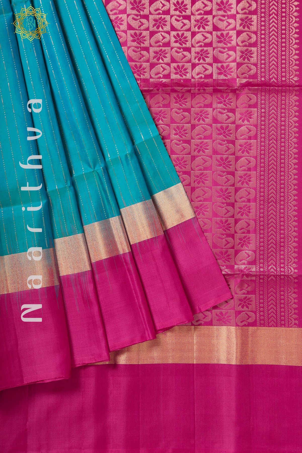 PEACOCK GREEN WITH PINK - PURE KANJIVARAM SOFT SILK