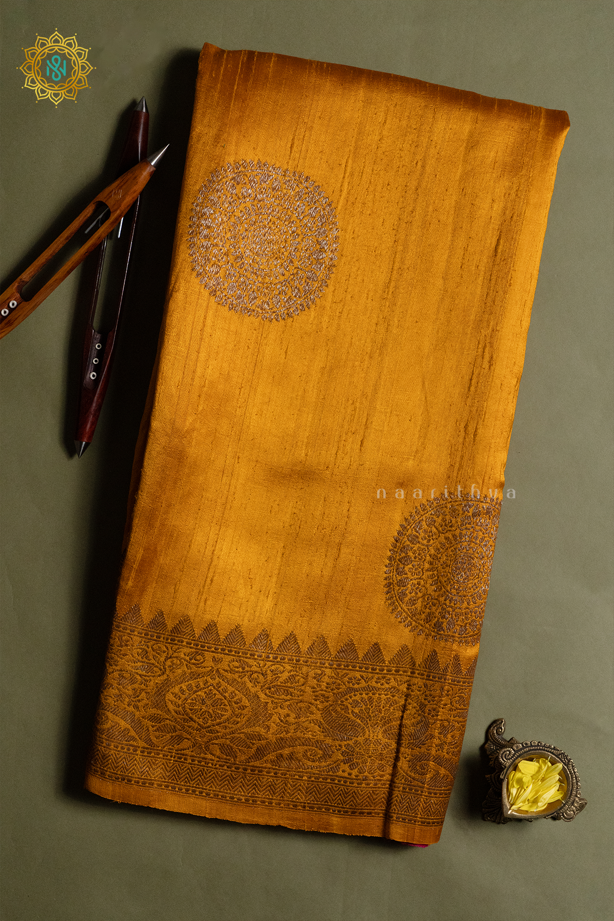 YELLOW WITH PINK - PURE BANARASI RAW SILK