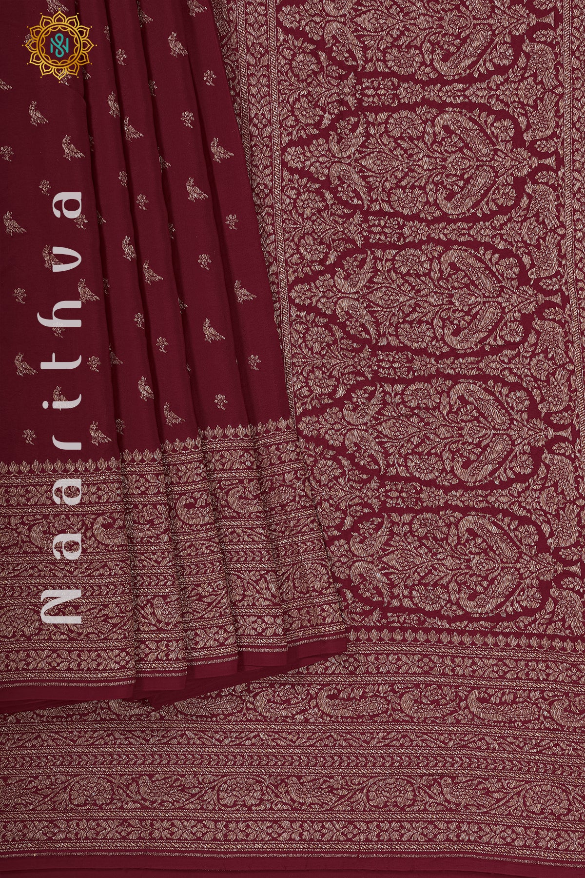 MAROON - PURE BANARASI CREPE SILK