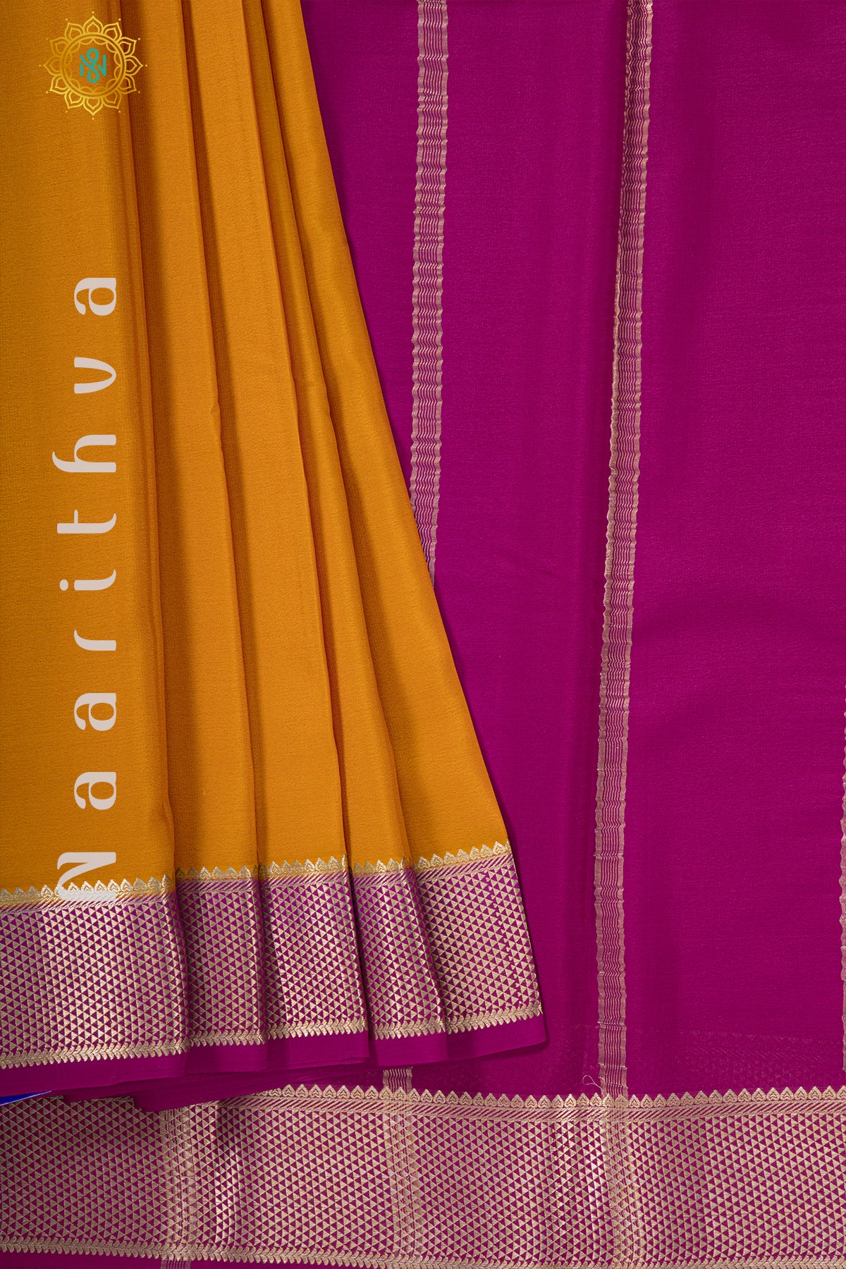 YELLOW WITH PINK - MYSORE CREPE SILK