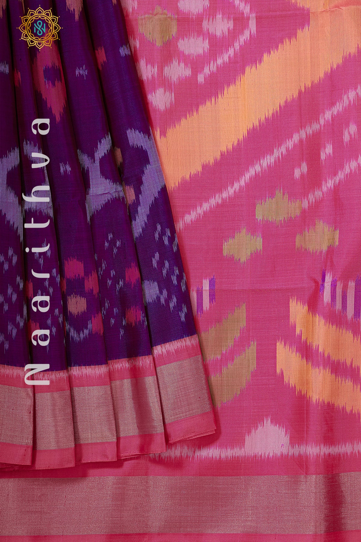 PURPLE WITH PINK - PURE IKAT SOFT SILK