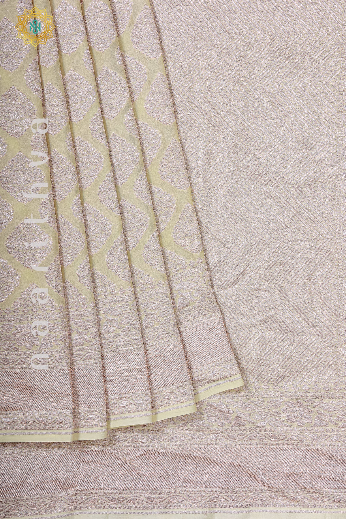 LEMON YELLOW - PURE HANDLOOM KHADDI GEORGETTE BANARAS